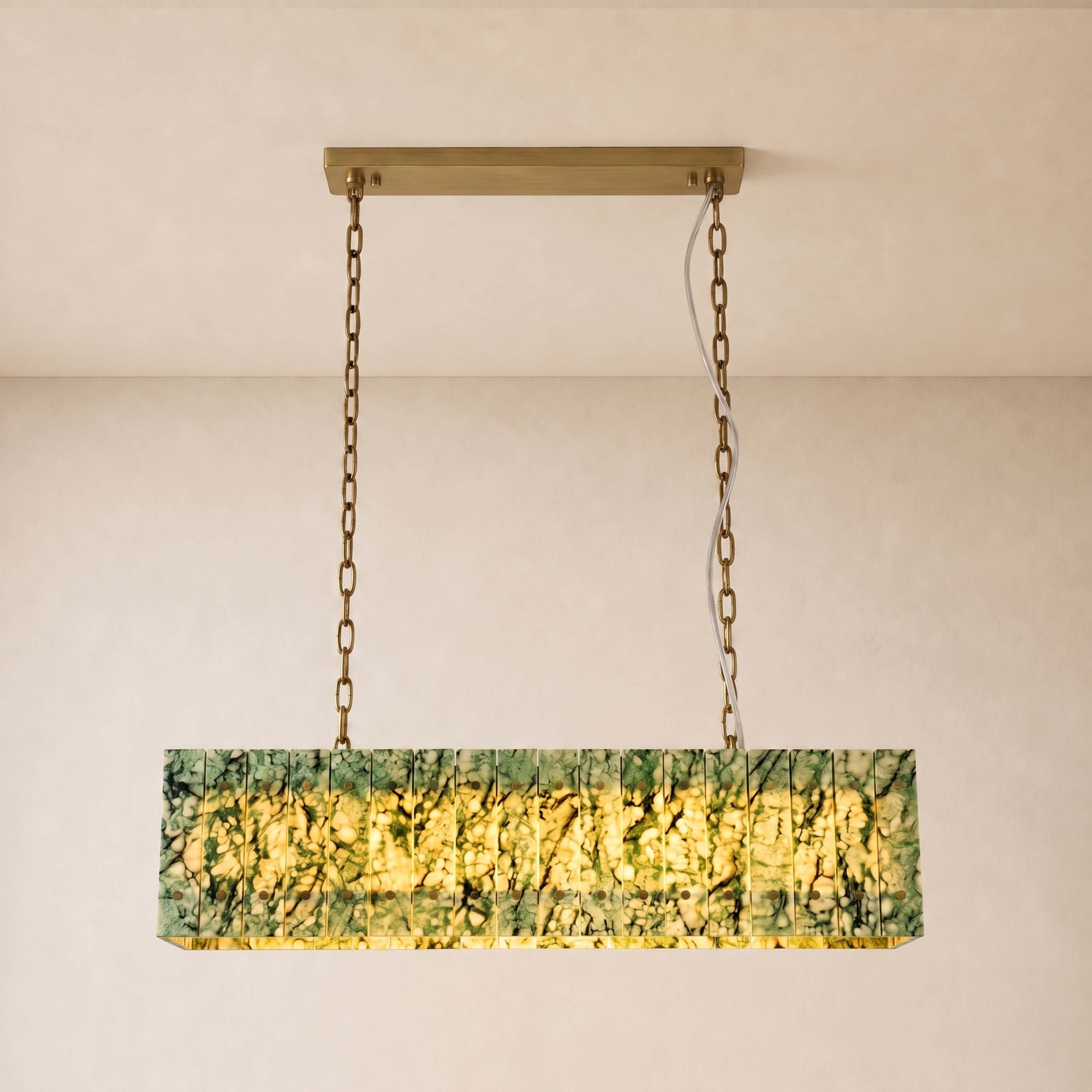 Pietra Green Marble Rectangular Chandelier 48"W
