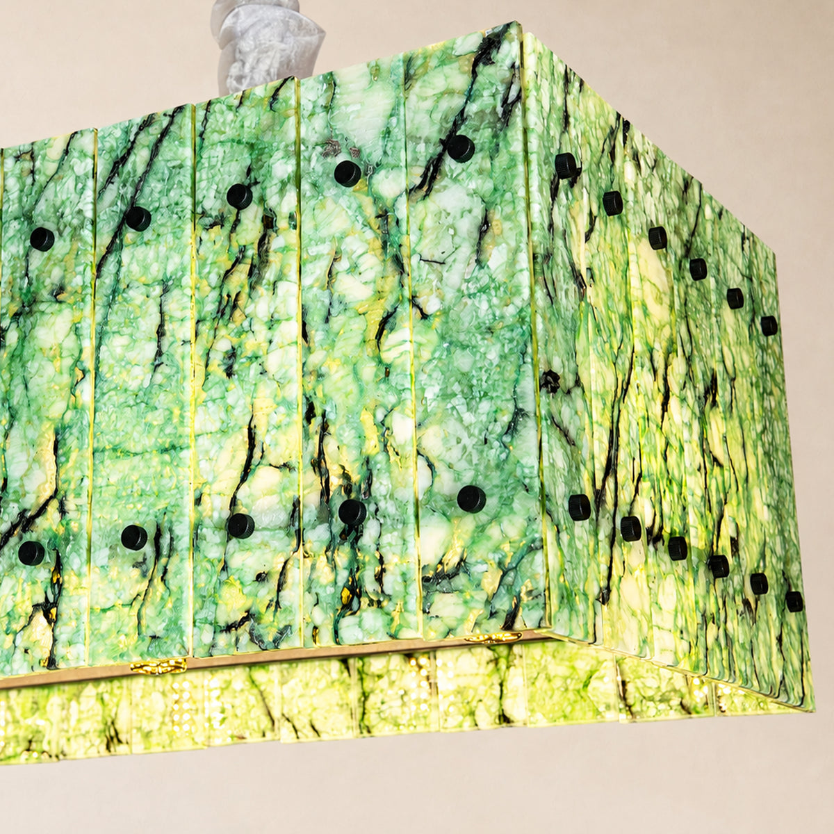 Pietra Forest Green Marble Rectangular Chandelier 48"W