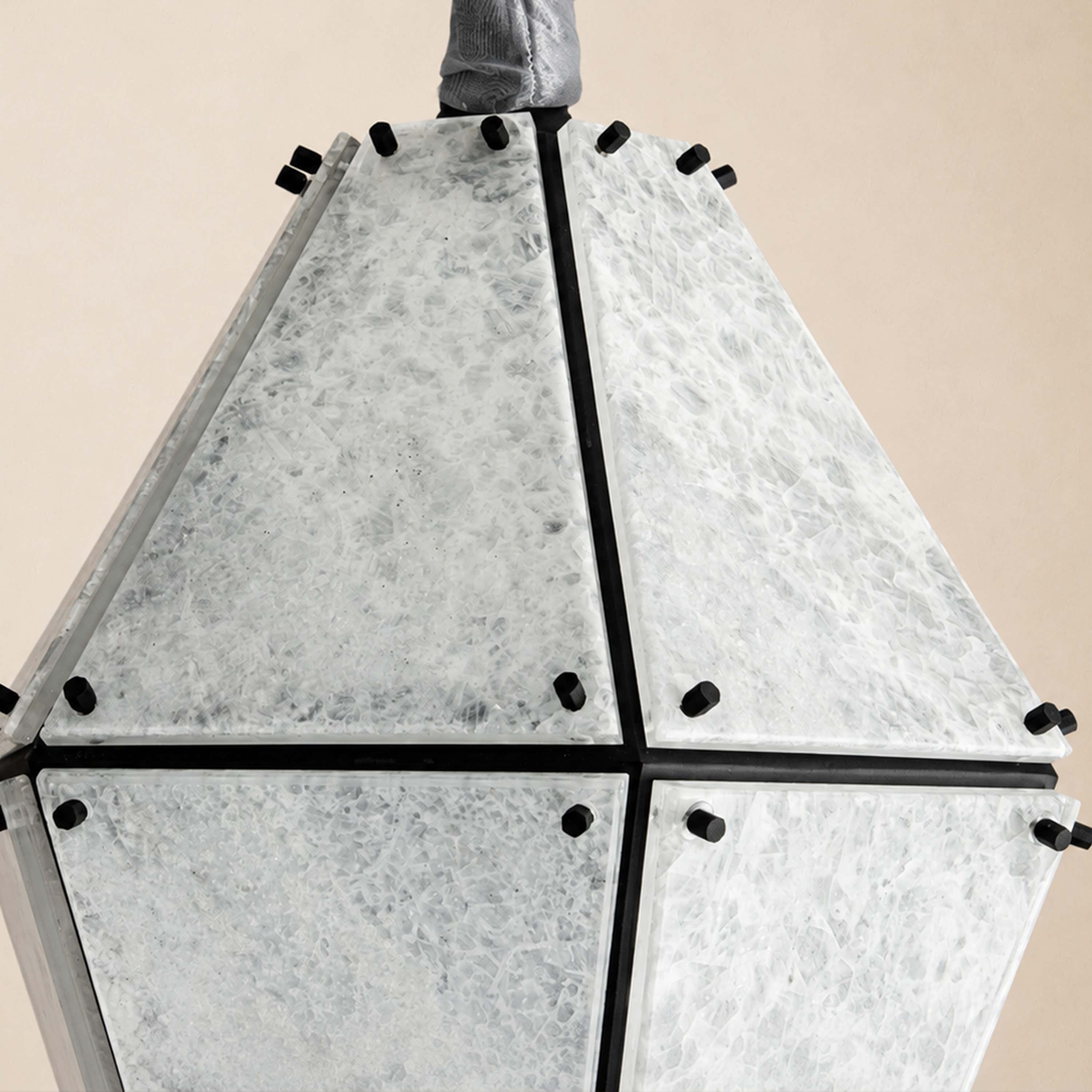 Pietra White Marble Hexagonal Lantern Pendant 13.7"D