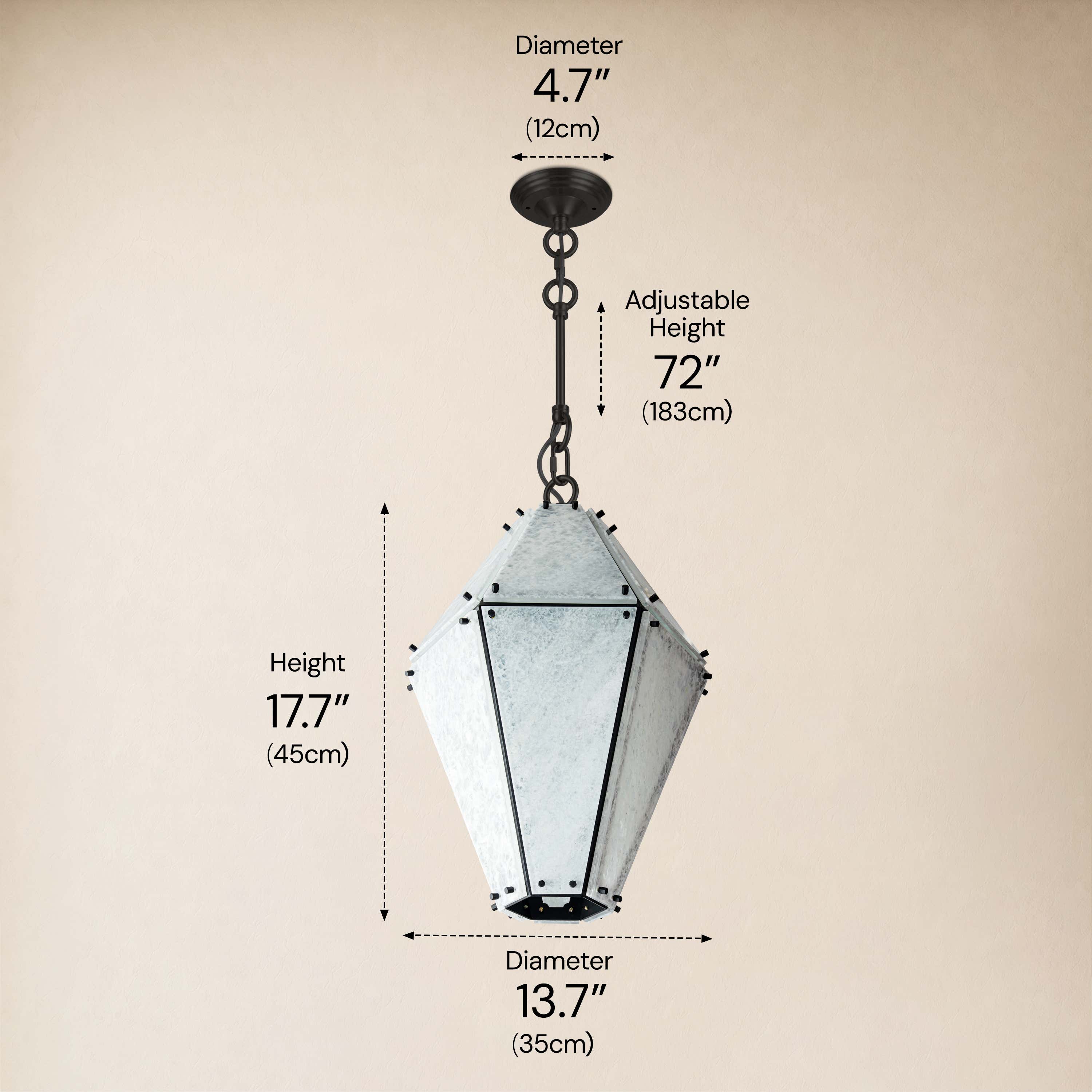 Pietra White Marble Hexagonal Lantern Pendant 13.7"D