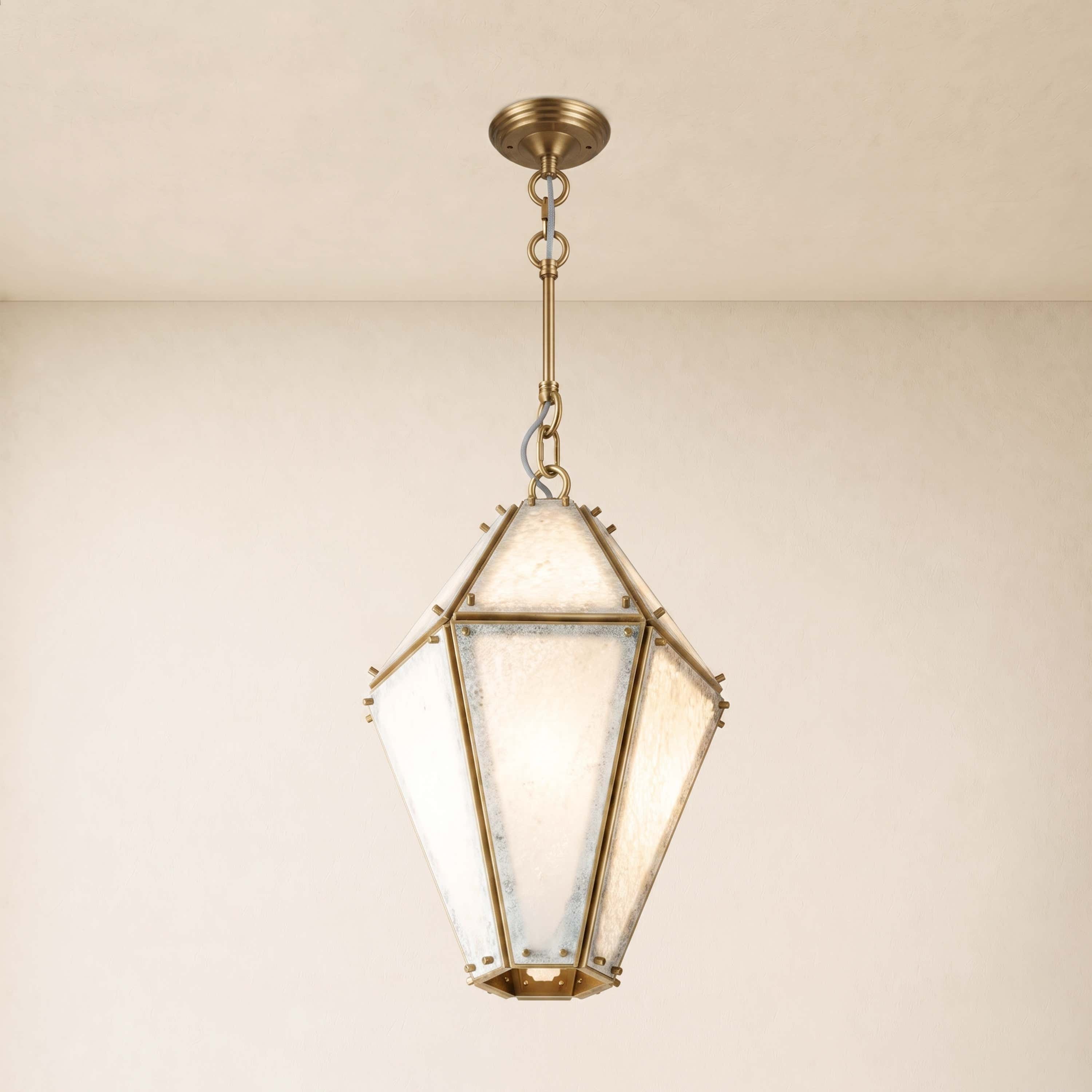 Pietra White Marble Hexagonal Lantern Pendant 13.7"D