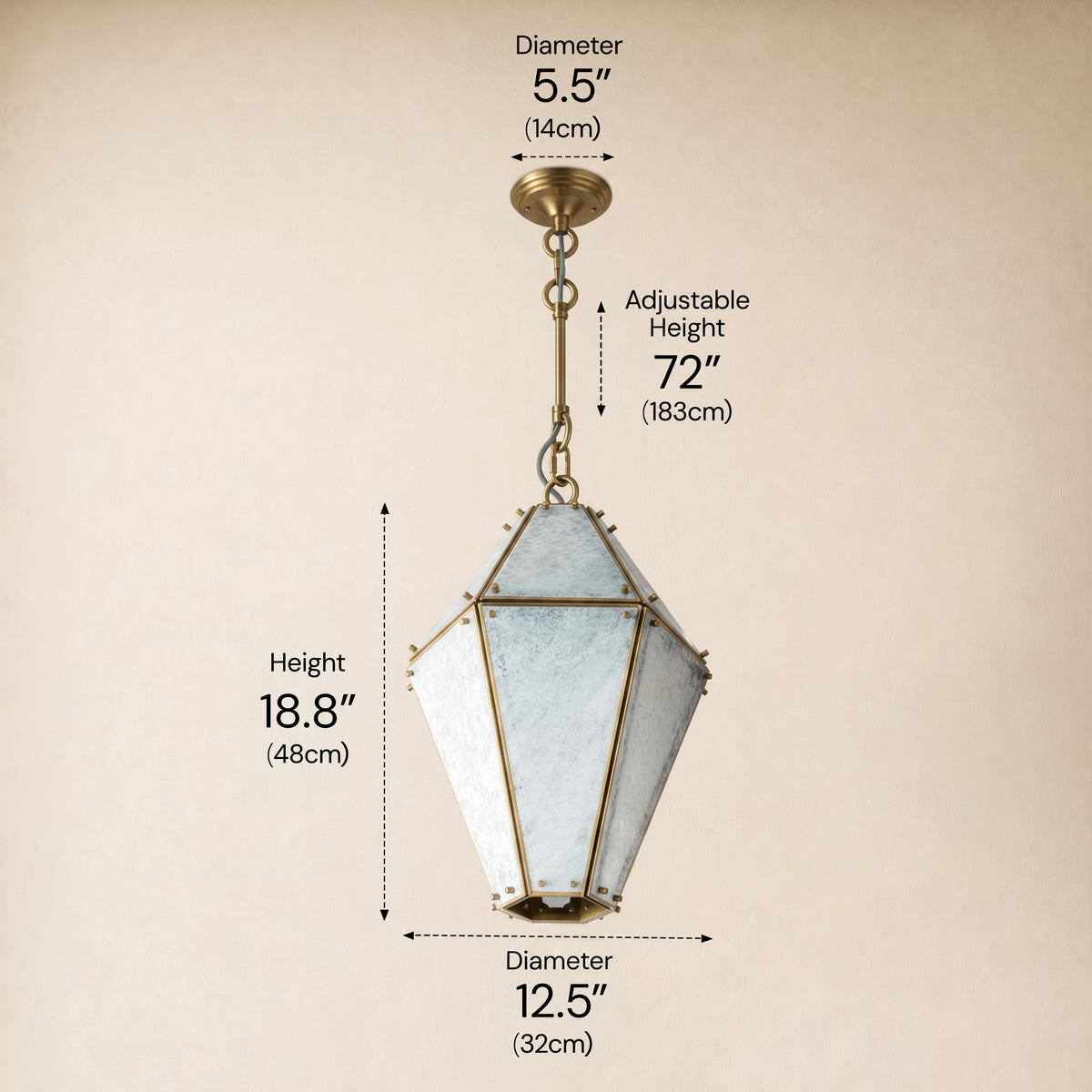 Pietra Blue Marble Lantern Pendant 13.7"D