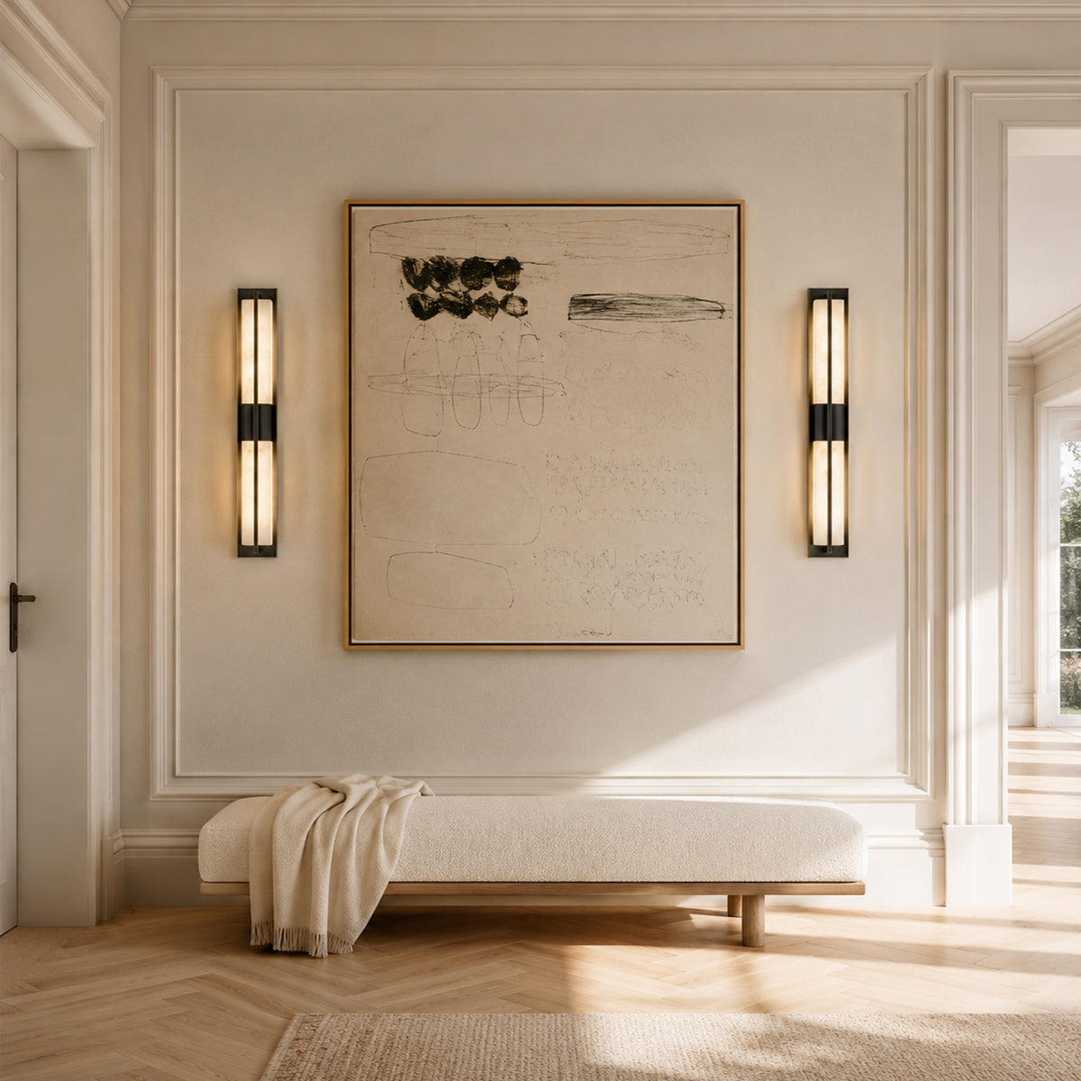 Caelum Alabaster Cuboid Wall Sconce