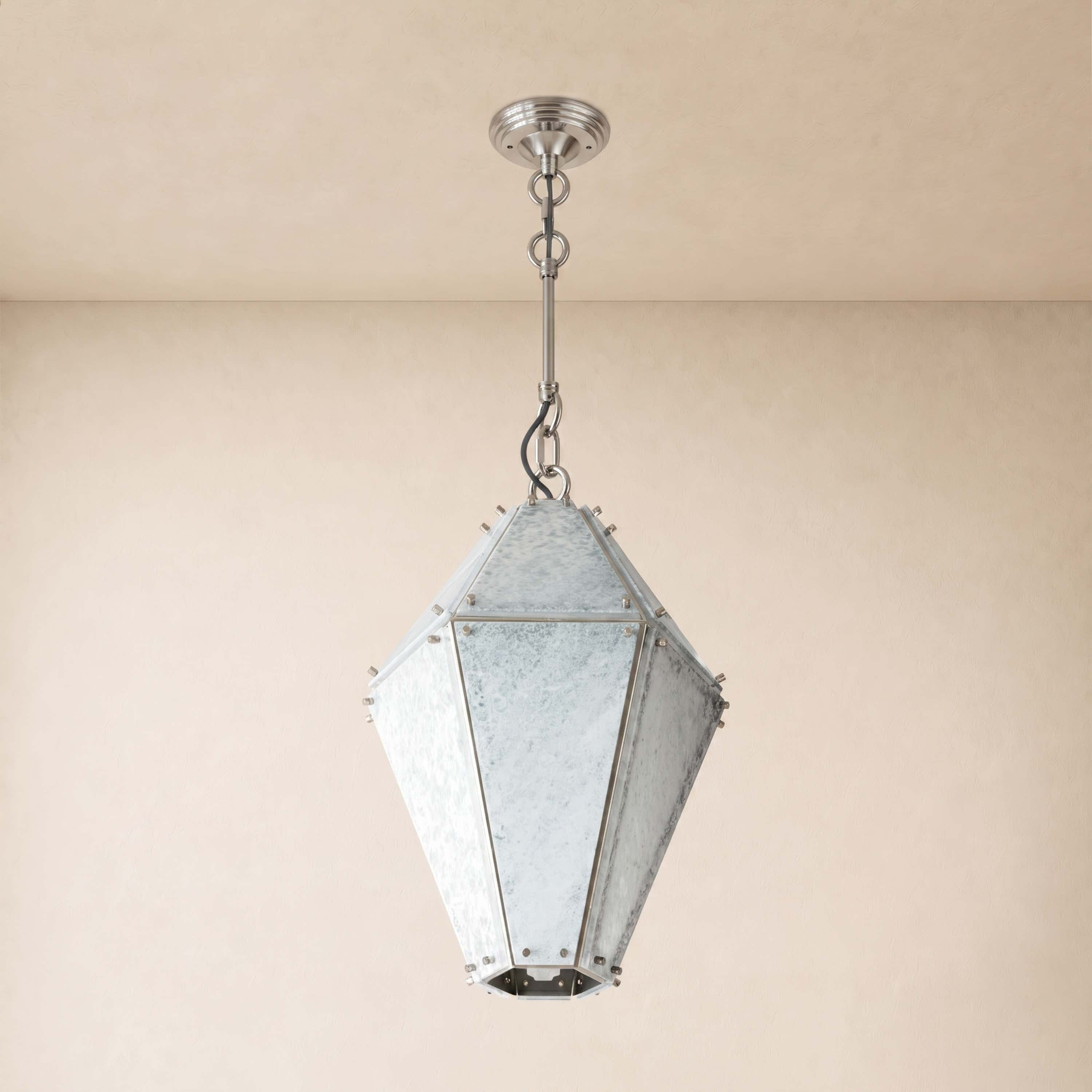 Pietra White Marble Hexagonal Lantern Pendant 13.7"D
