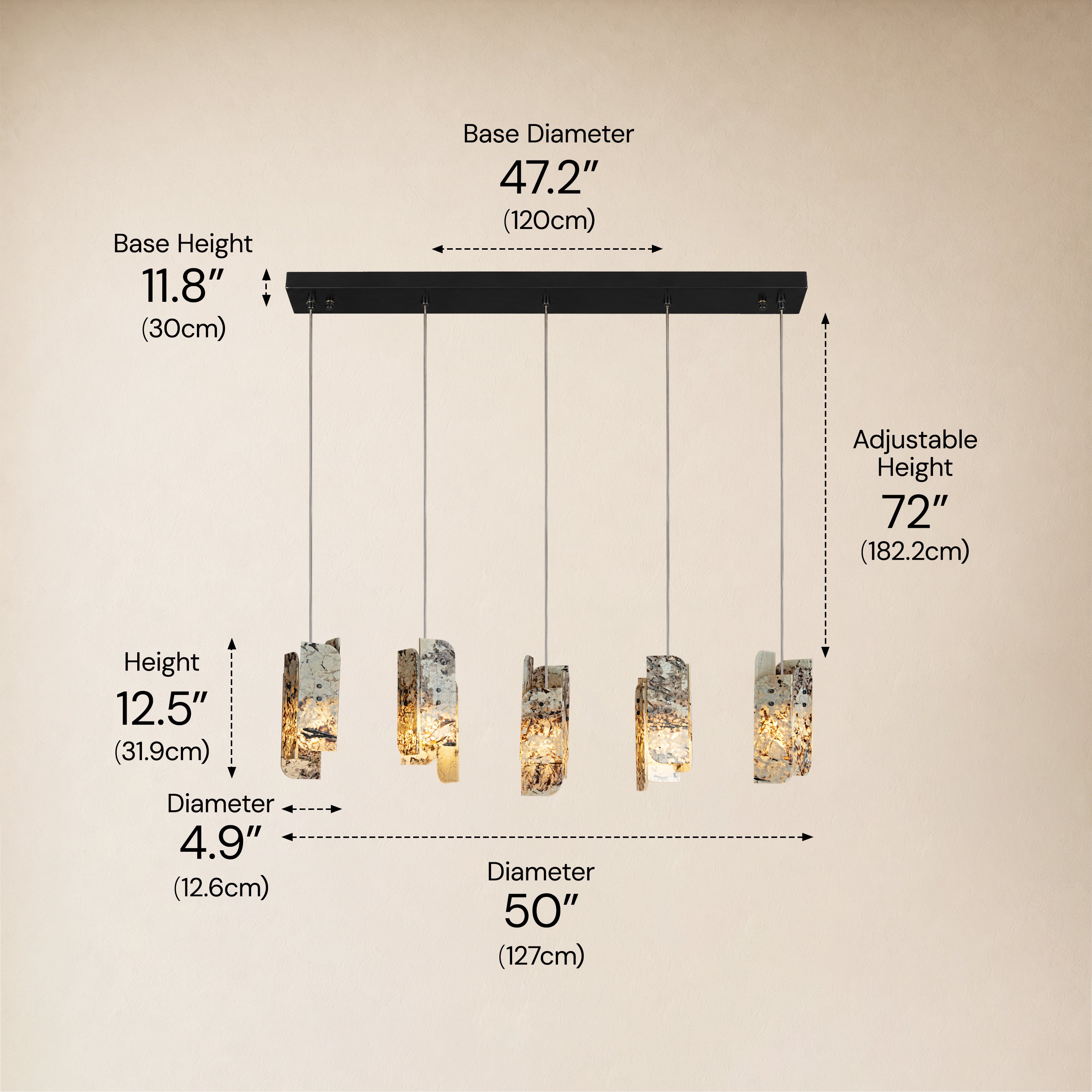 Pietra Quartzite Linear Chandelier 50"W
