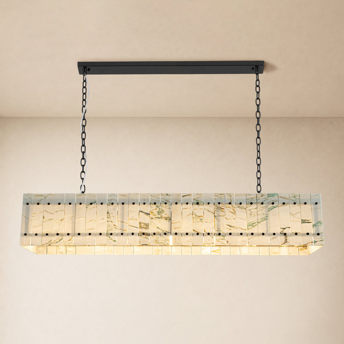 Pietra Quartzite Rectangular Chandelier 55.1"W