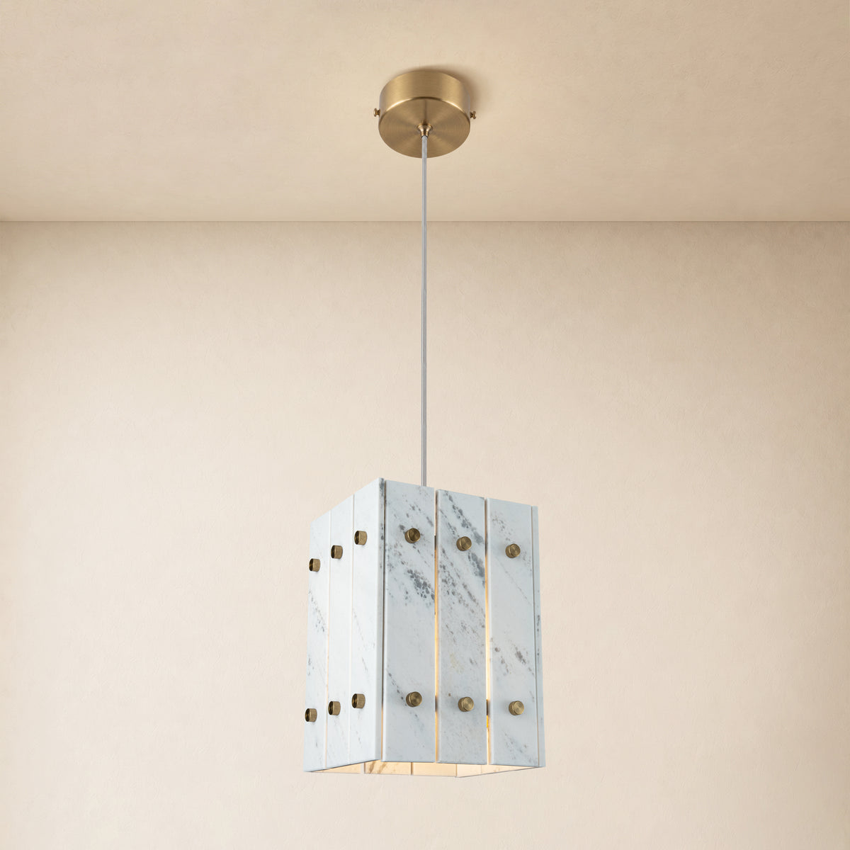 Pietra White Stone Box Pendant 6.6"W