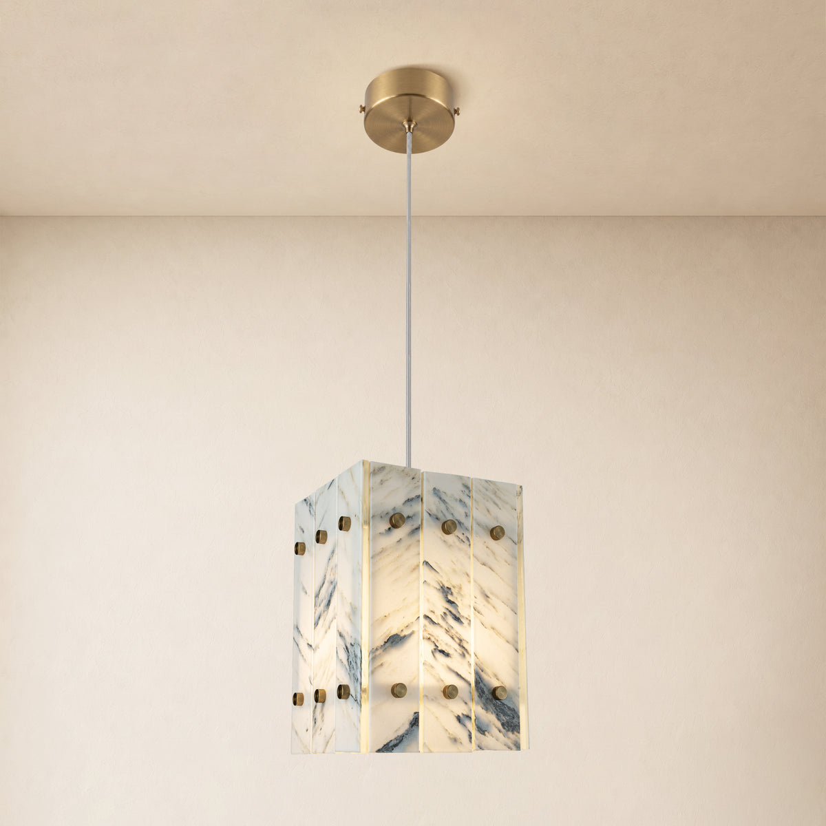 Pietra Quartz Box Pendant 6.6"W