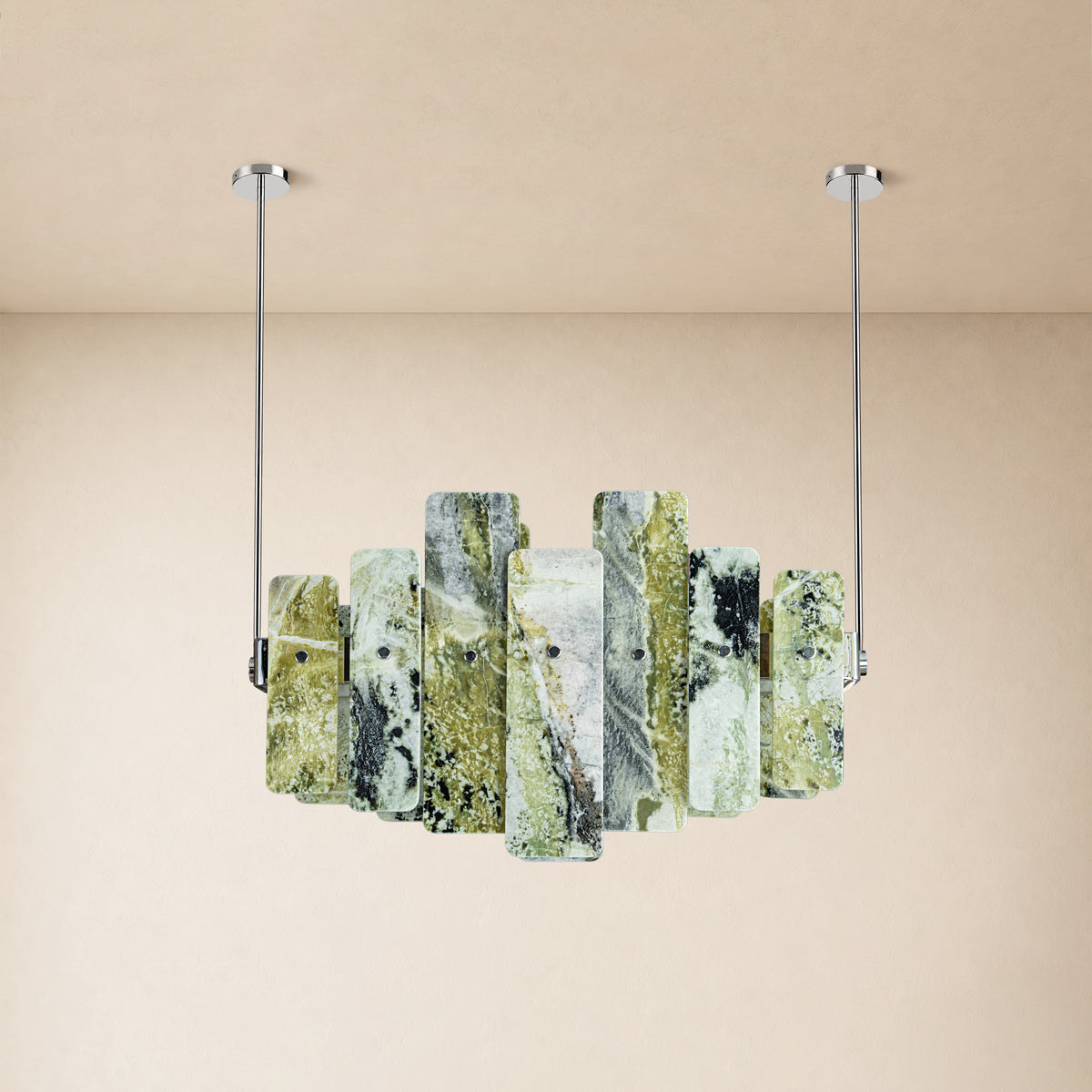 Pietra Emerald Green Marble Linear Chandelier 27.5"W