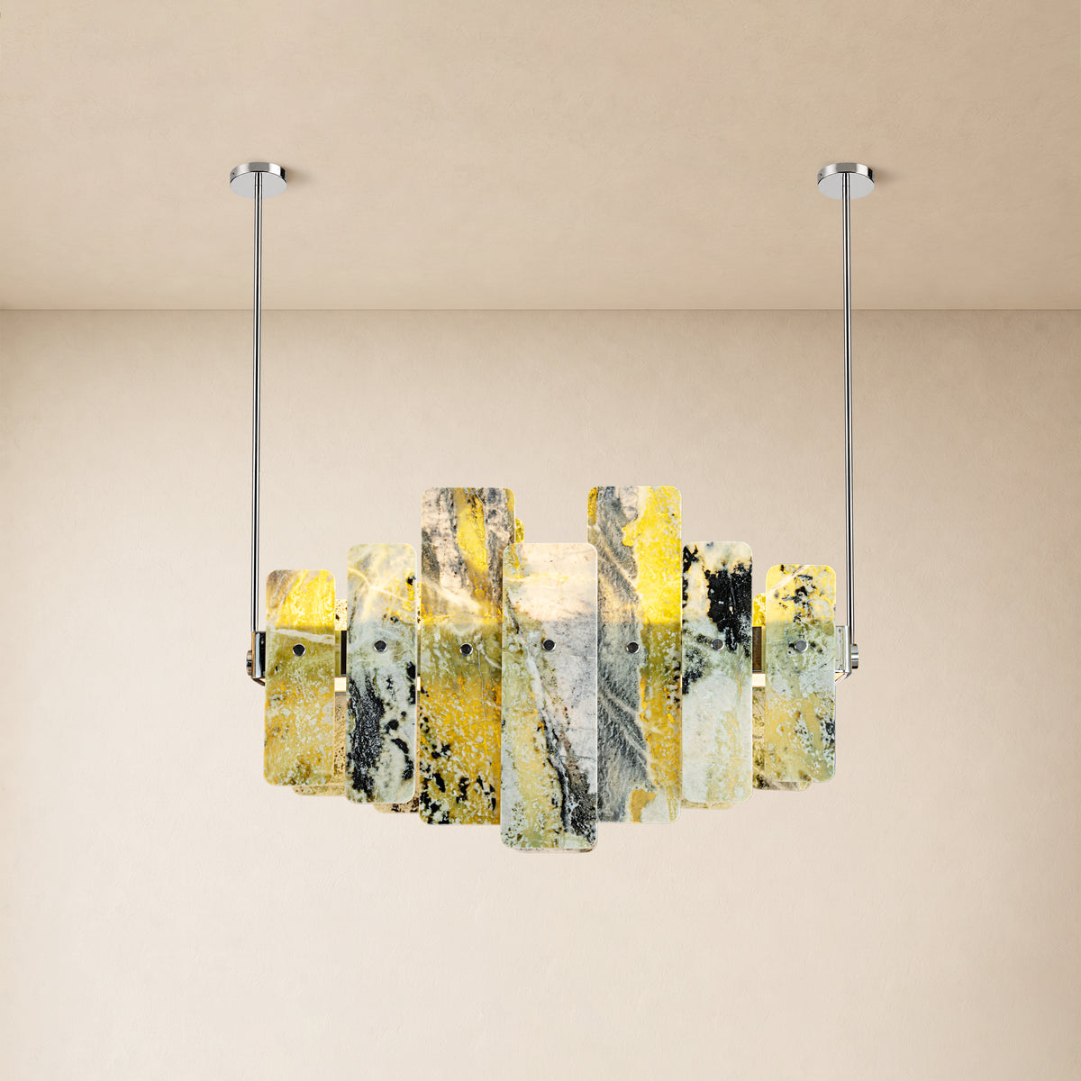 Pietra Emerald Green Marble Linear Chandelier 27.5"W