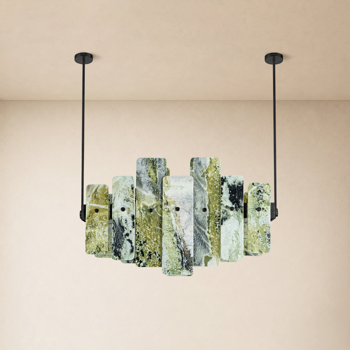 Pietra Emerald Green Marble Linear Chandelier 27.5"W