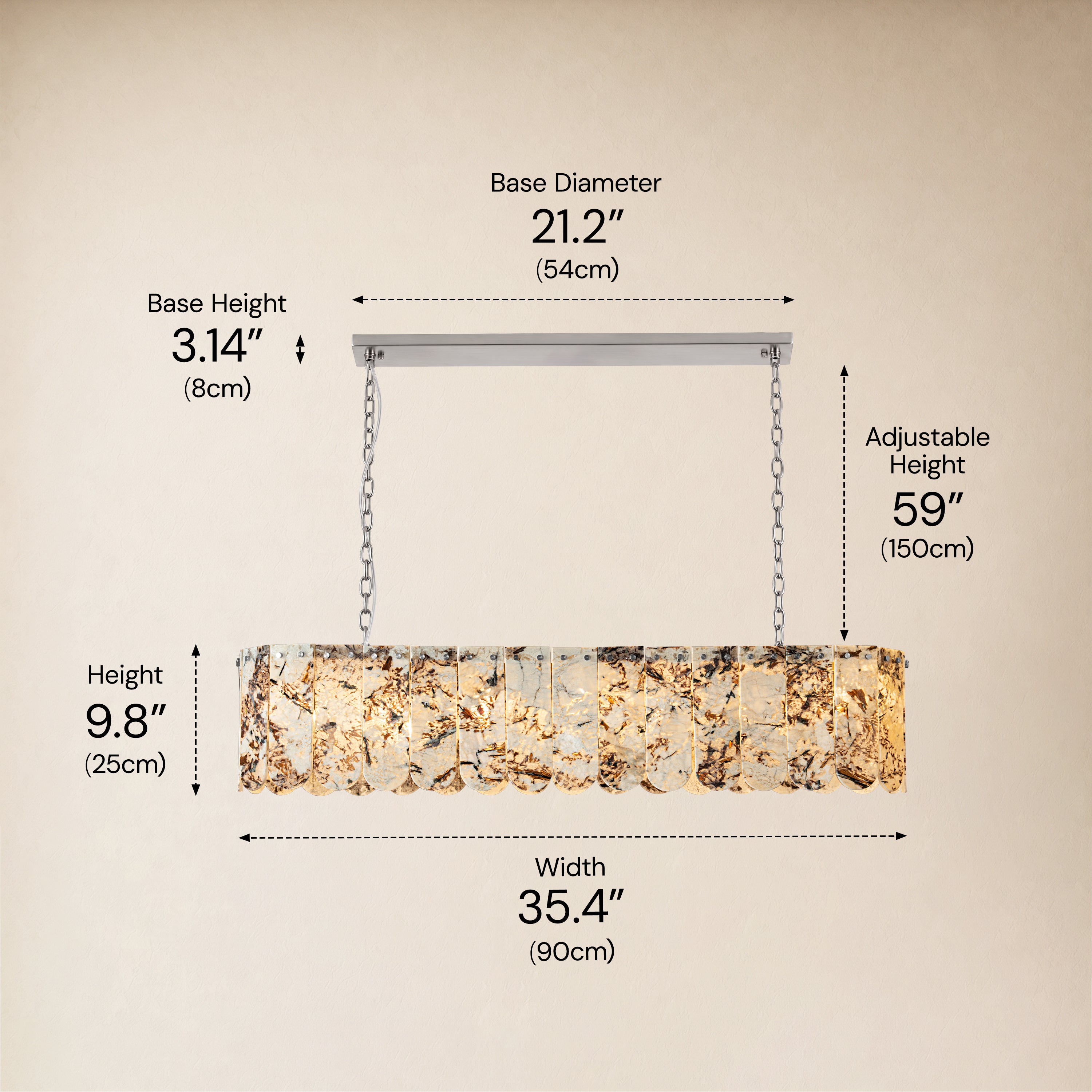 Pietra Quartzite Linear Panel Chandelier 35.4"W