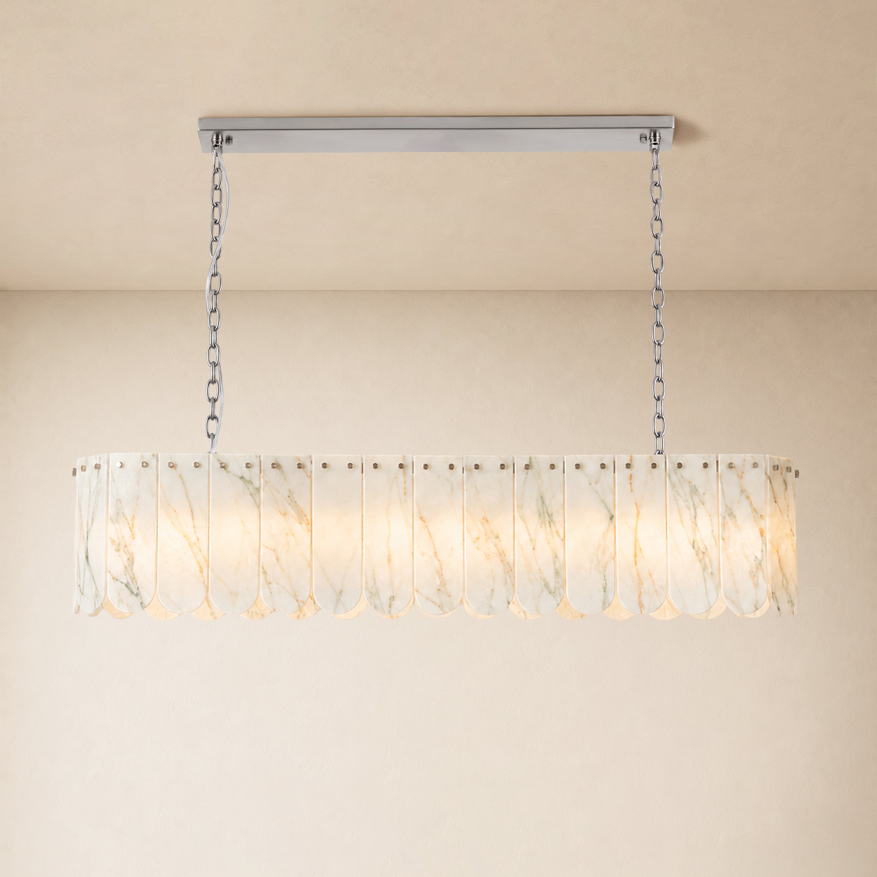 Pietra White Quartzite Linear Panel Chandelier 35.4"W