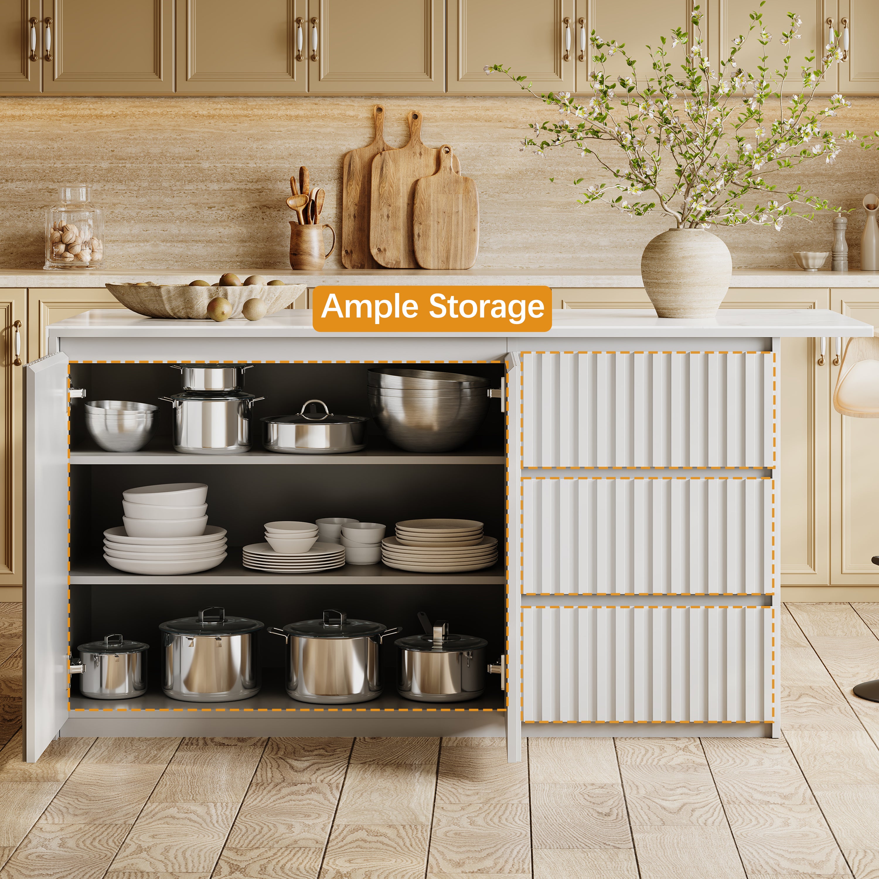 Nare Kitchen Island 71"W