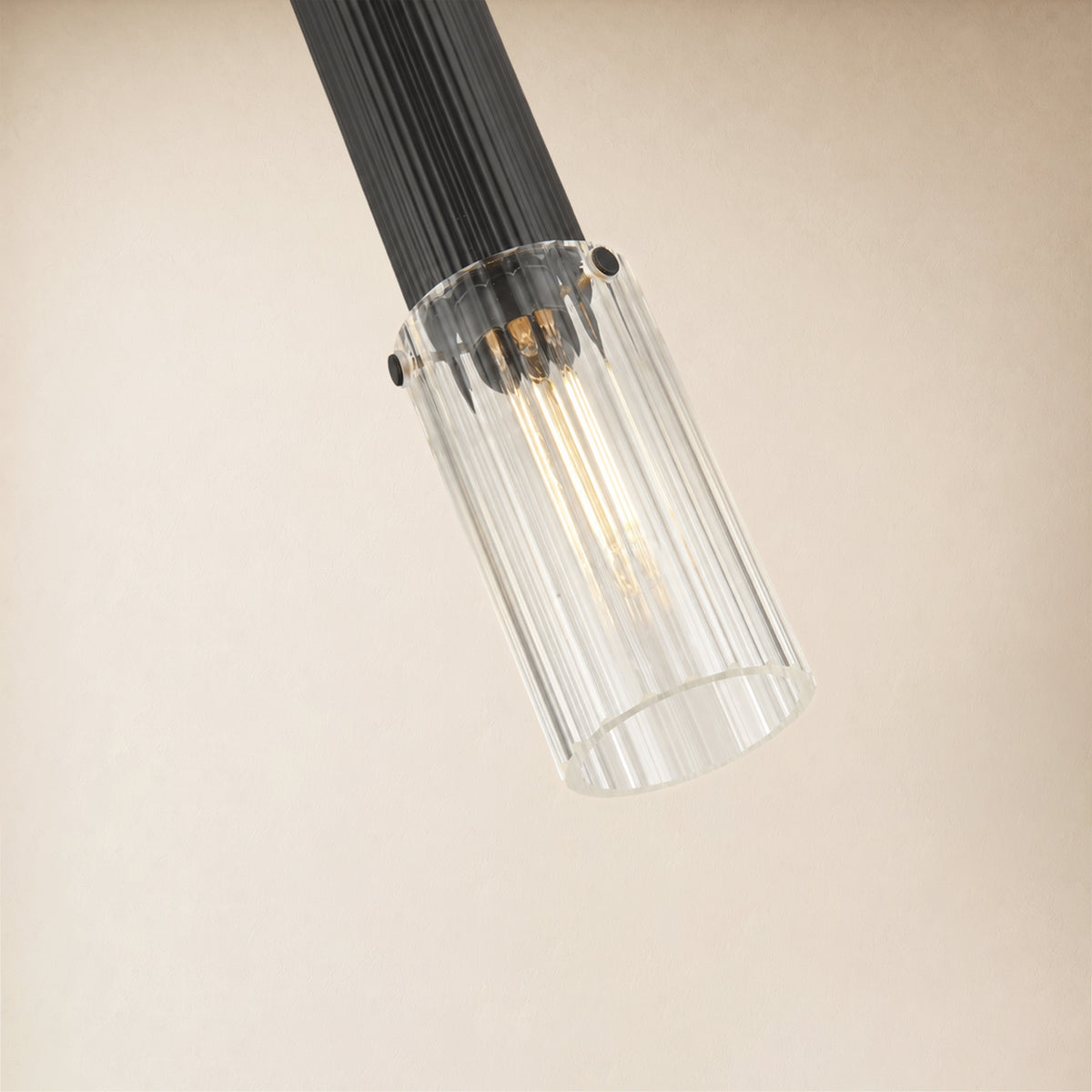 Briar Ribbed Glass Cylinder Pendant 12"H