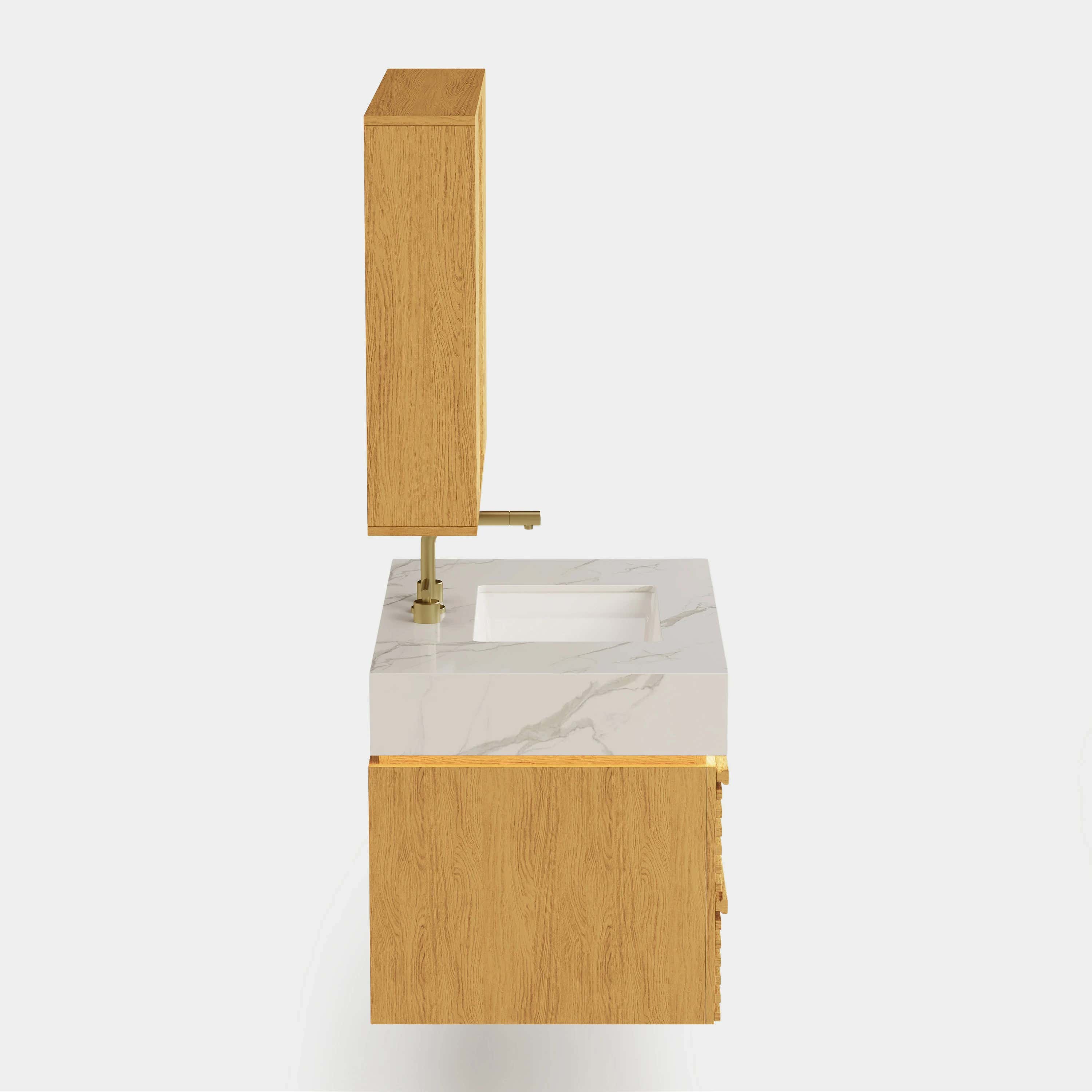 Isla Oak Bathroom Wall Mirror And Vanity Set