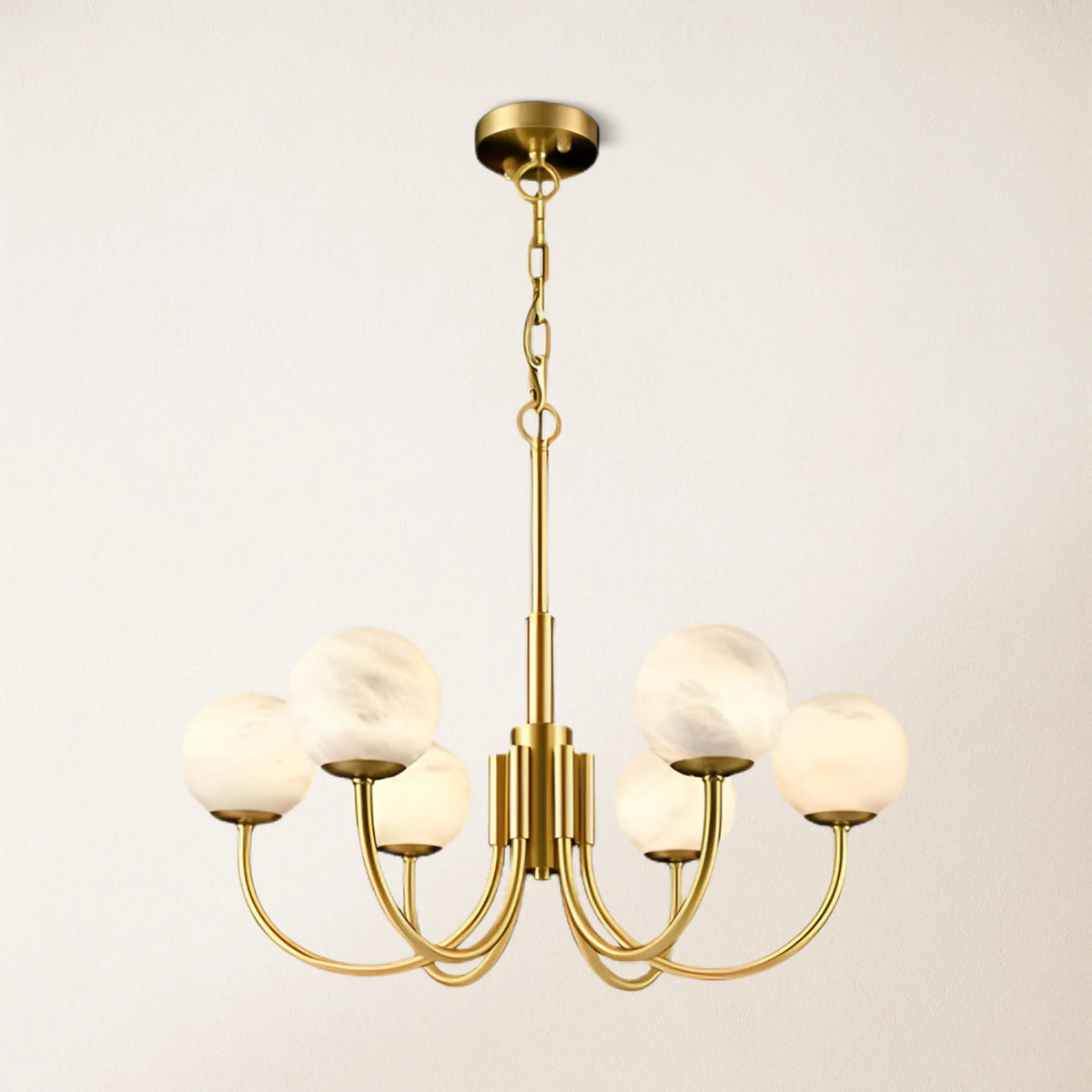 Modern Alabaster Round Art Chandelier 25.6"D#Finish_Gold