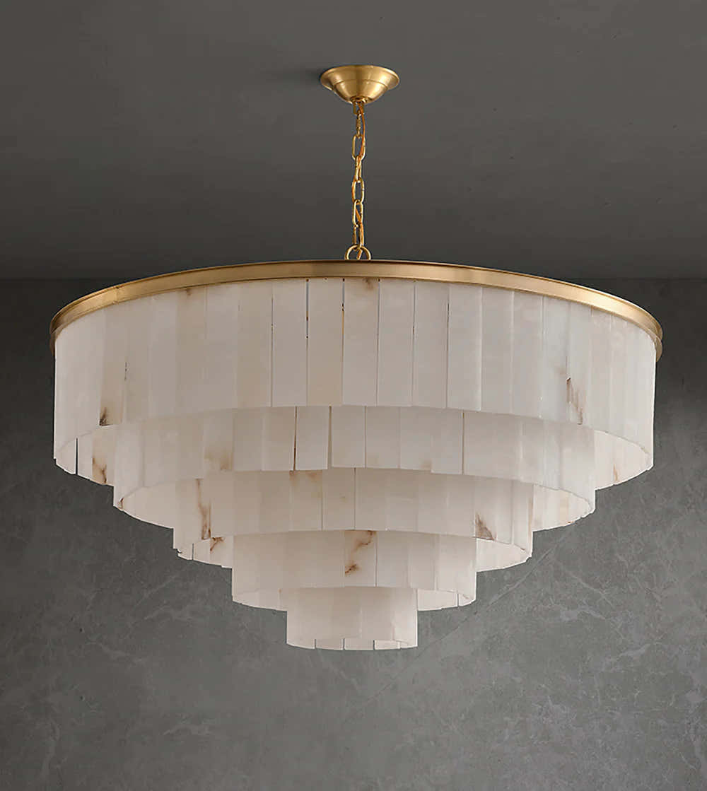 Montrava Alabaster Tiered Round Chandelier