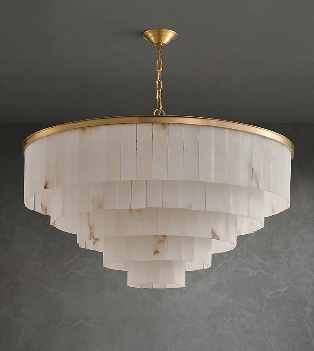 Montrava Alabaster Tiered Round Chandelier