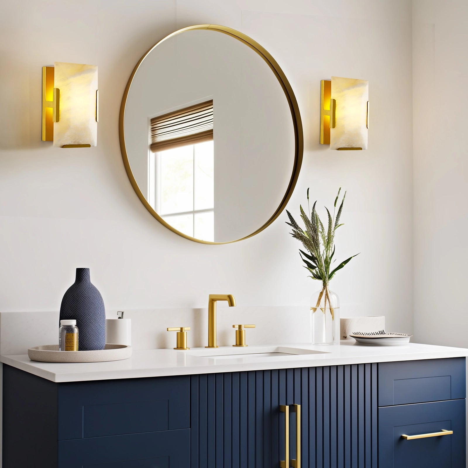 Maris Alabaster Wall Sconce 10"H#Finish_Gold