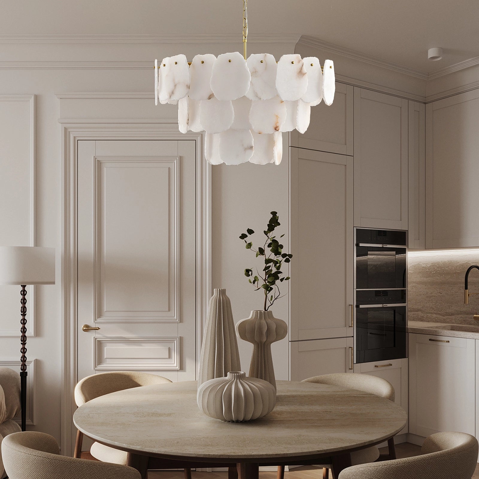 Moira Alabaster Multi-Tier Round Chandelier 32"D