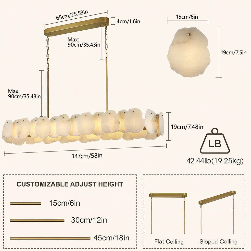 Moira Alabaster Oval Chandelier 58"W