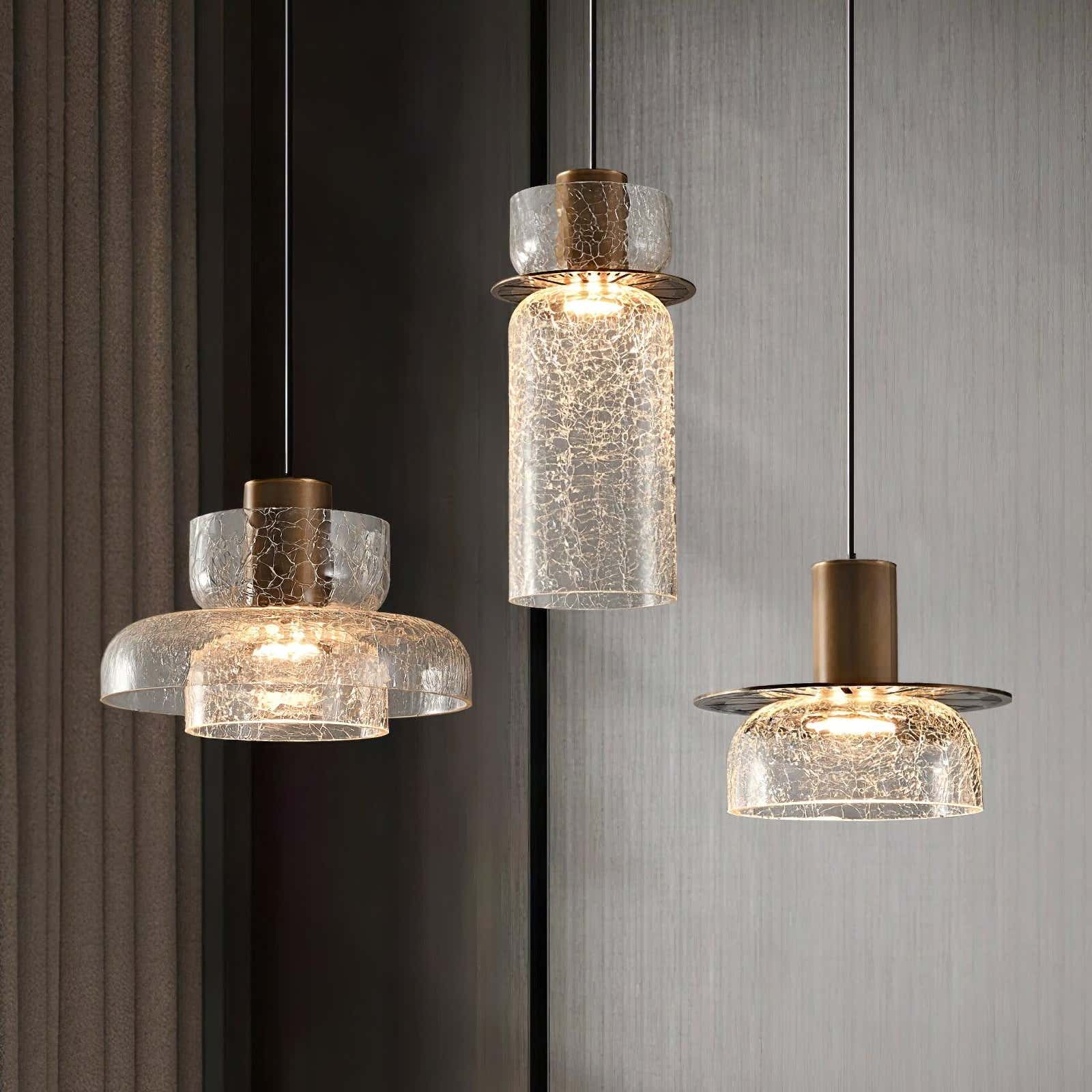 Zendria Crackle Glass Pendant Light