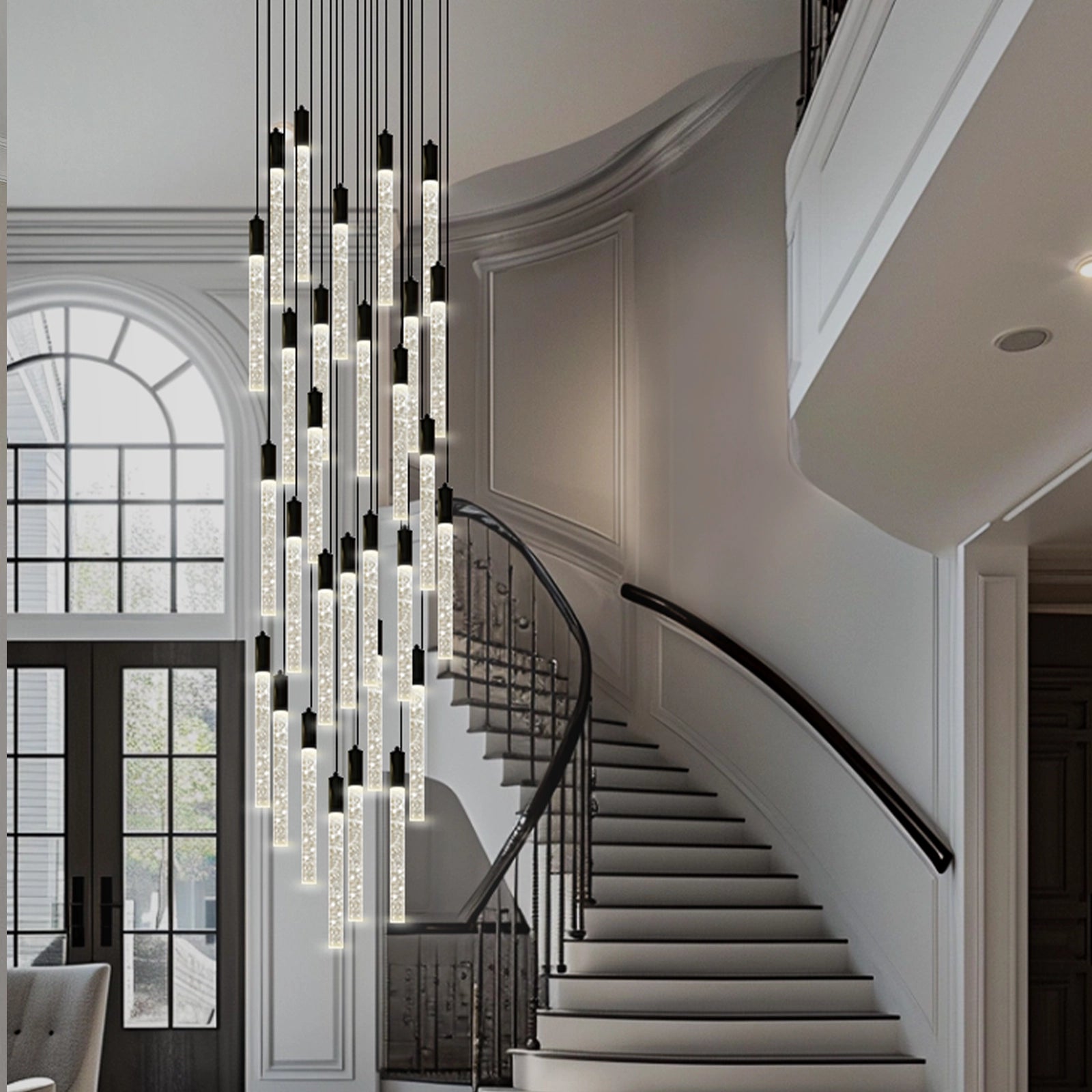 Nova Cascade Modern LED High Ceiling Chandelier 24"D