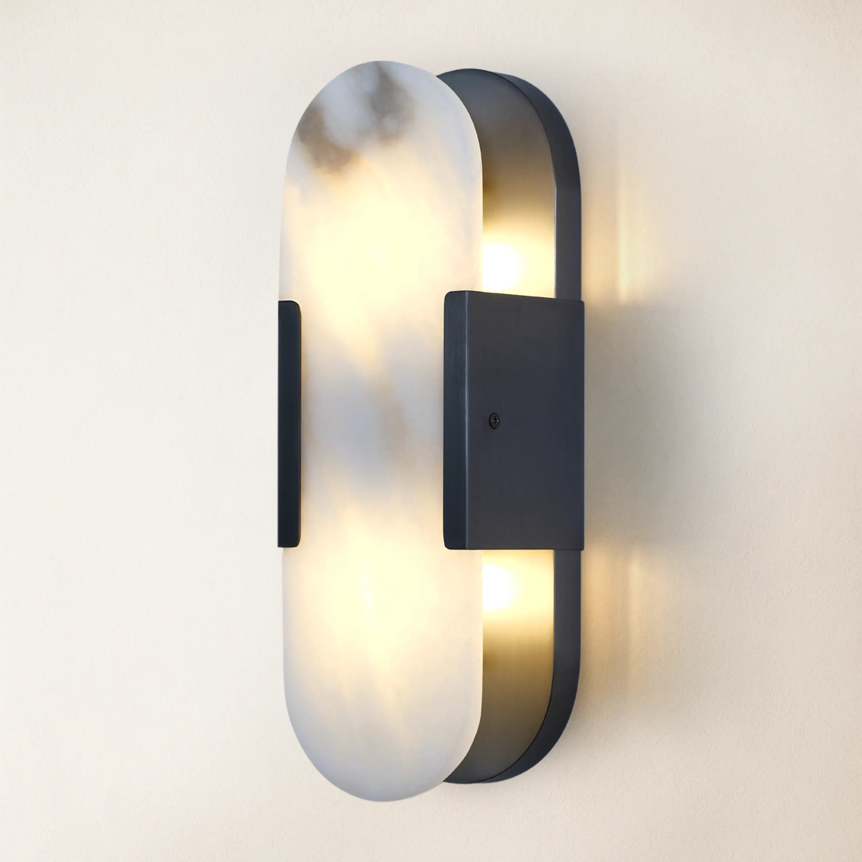 OpalEdge Alabaster Oval Wall Sconce 14"H#Finish_Black