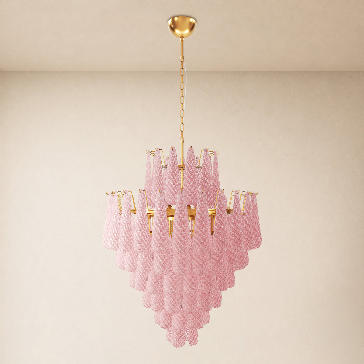 Veloria Murano Glass Leaf Tiered Chandelier 32"D