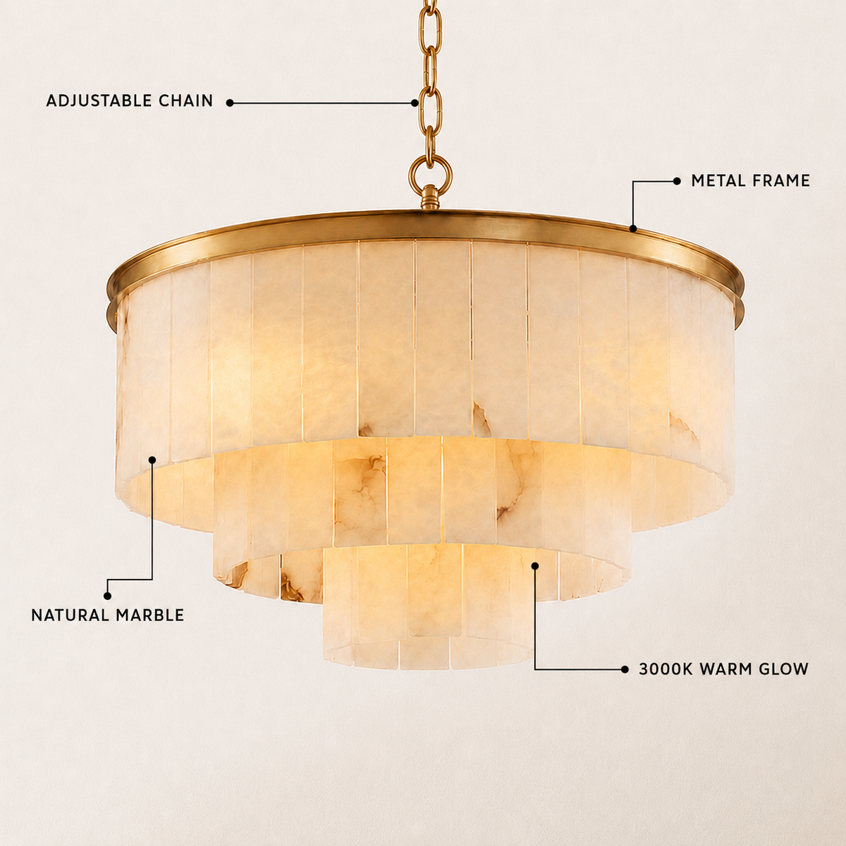 Montrava Alabaster Tiered Round Chandelier