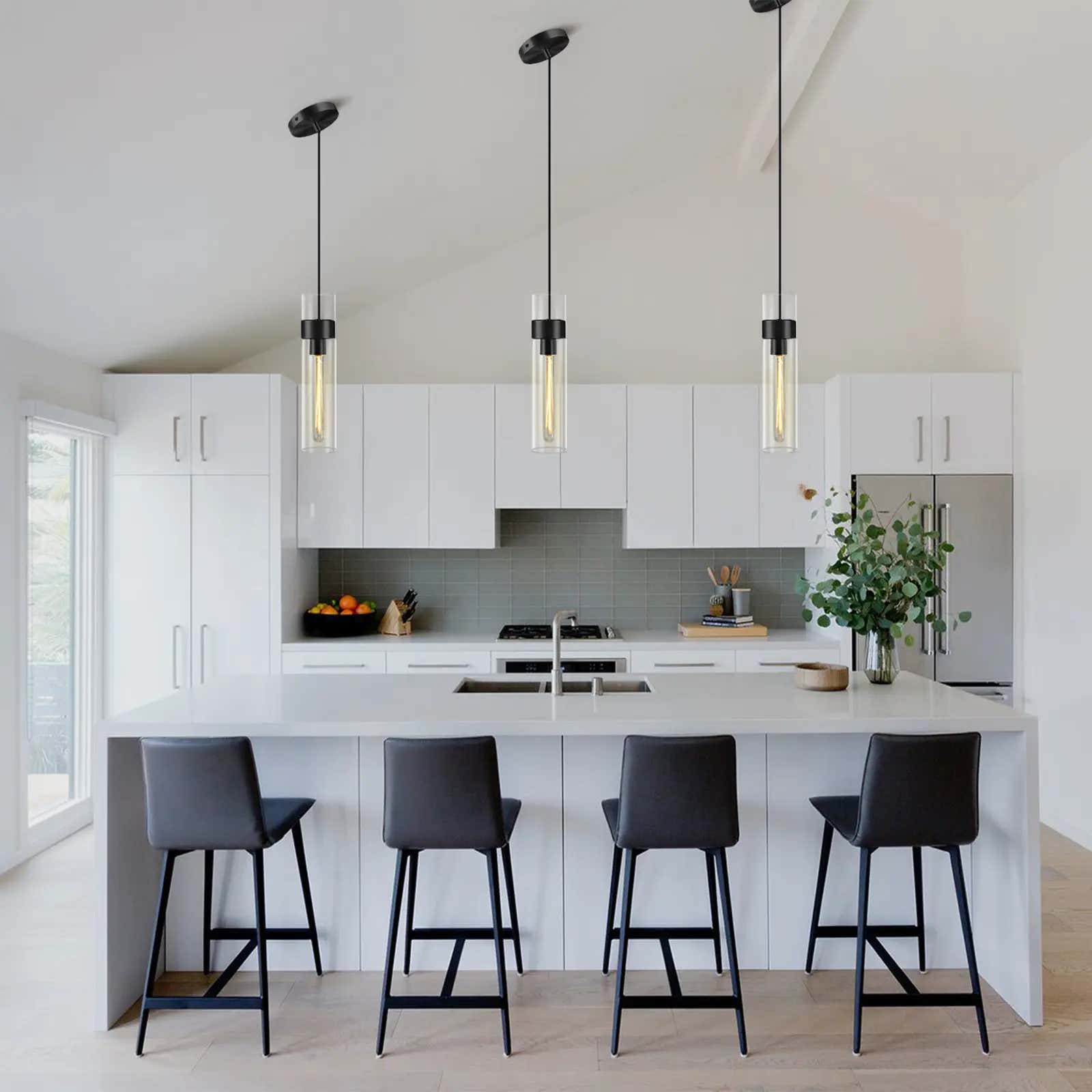 Cylora Glass Tube Pendant 4"H