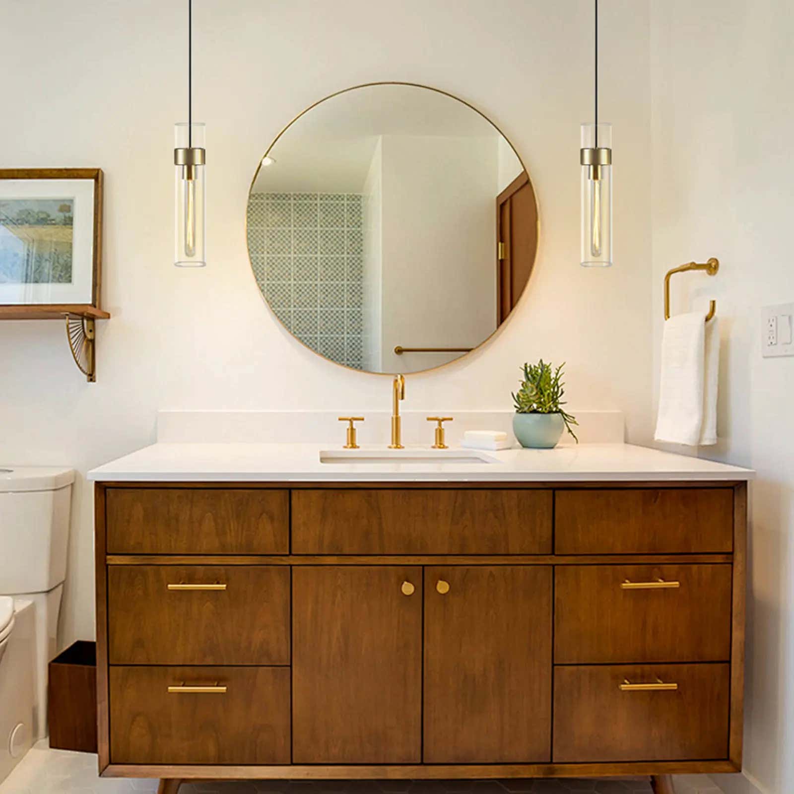 Cylora Glass Tube Pendant 4"H