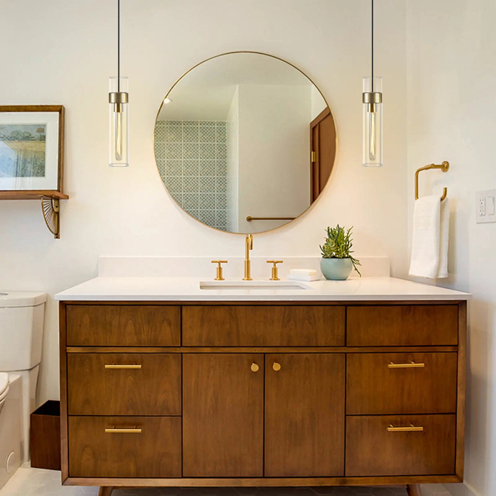 Cylora Glass Tube Pendant 4"H