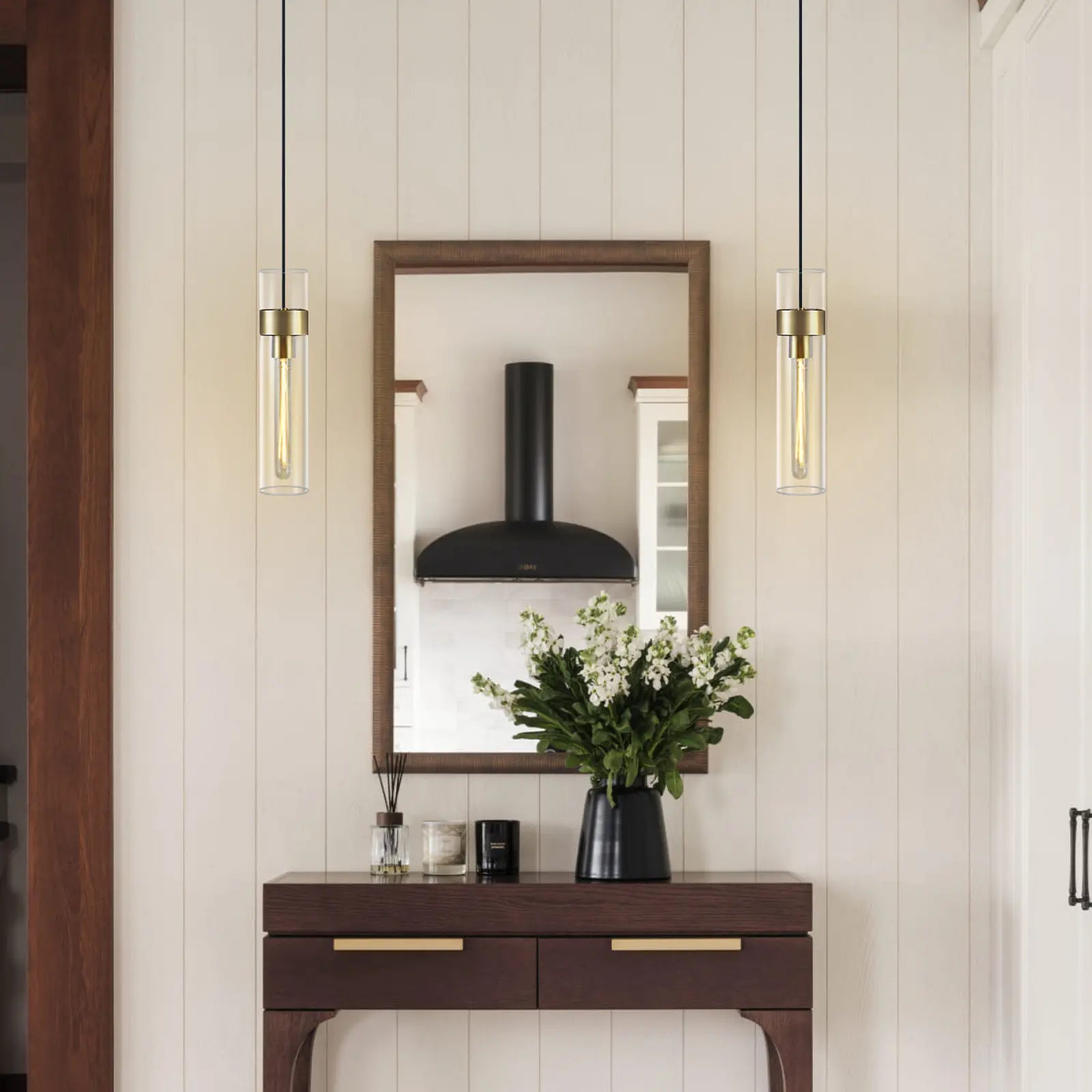 Cylora Glass Tube Pendant 4"H