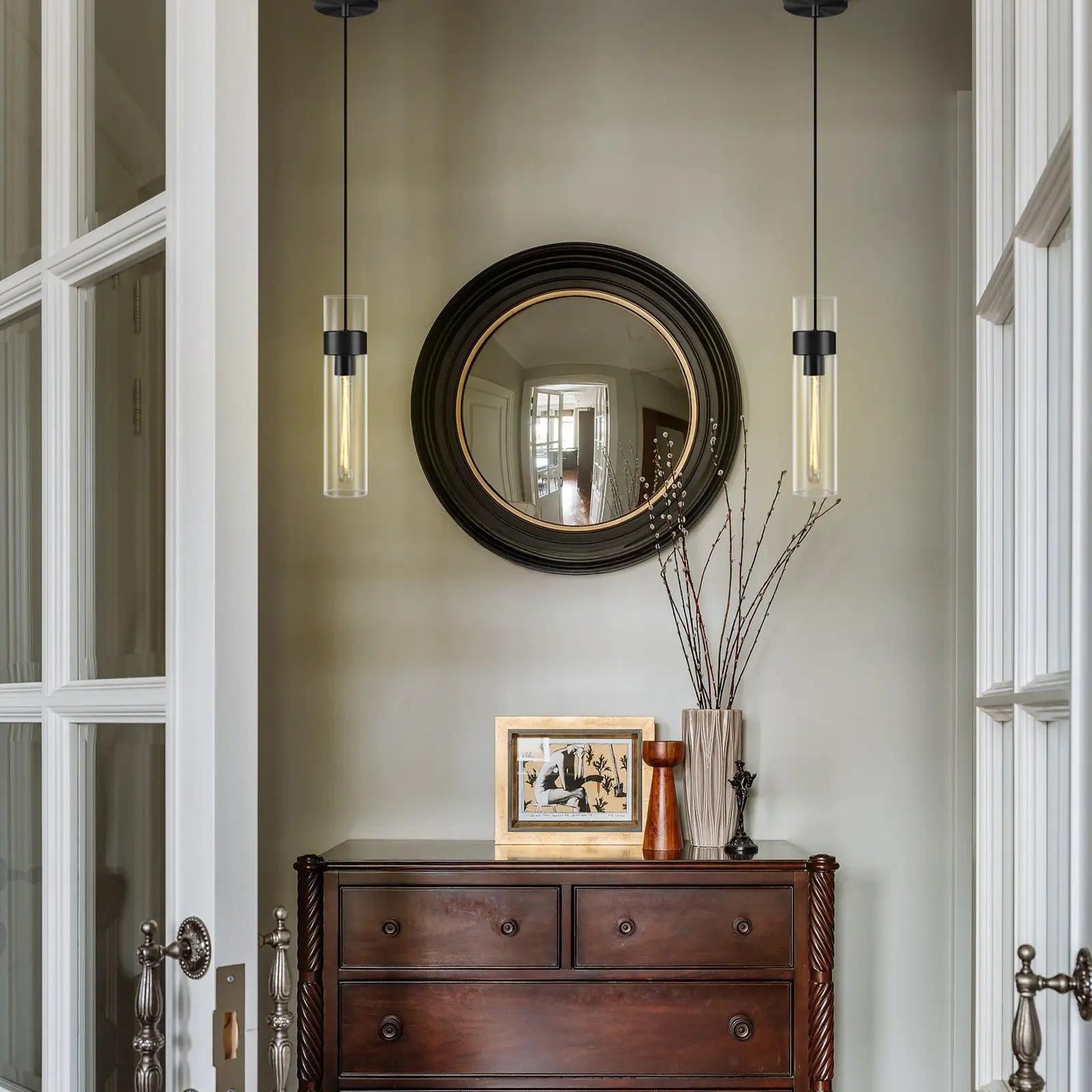 Cylora Glass Tube Pendant 4"H