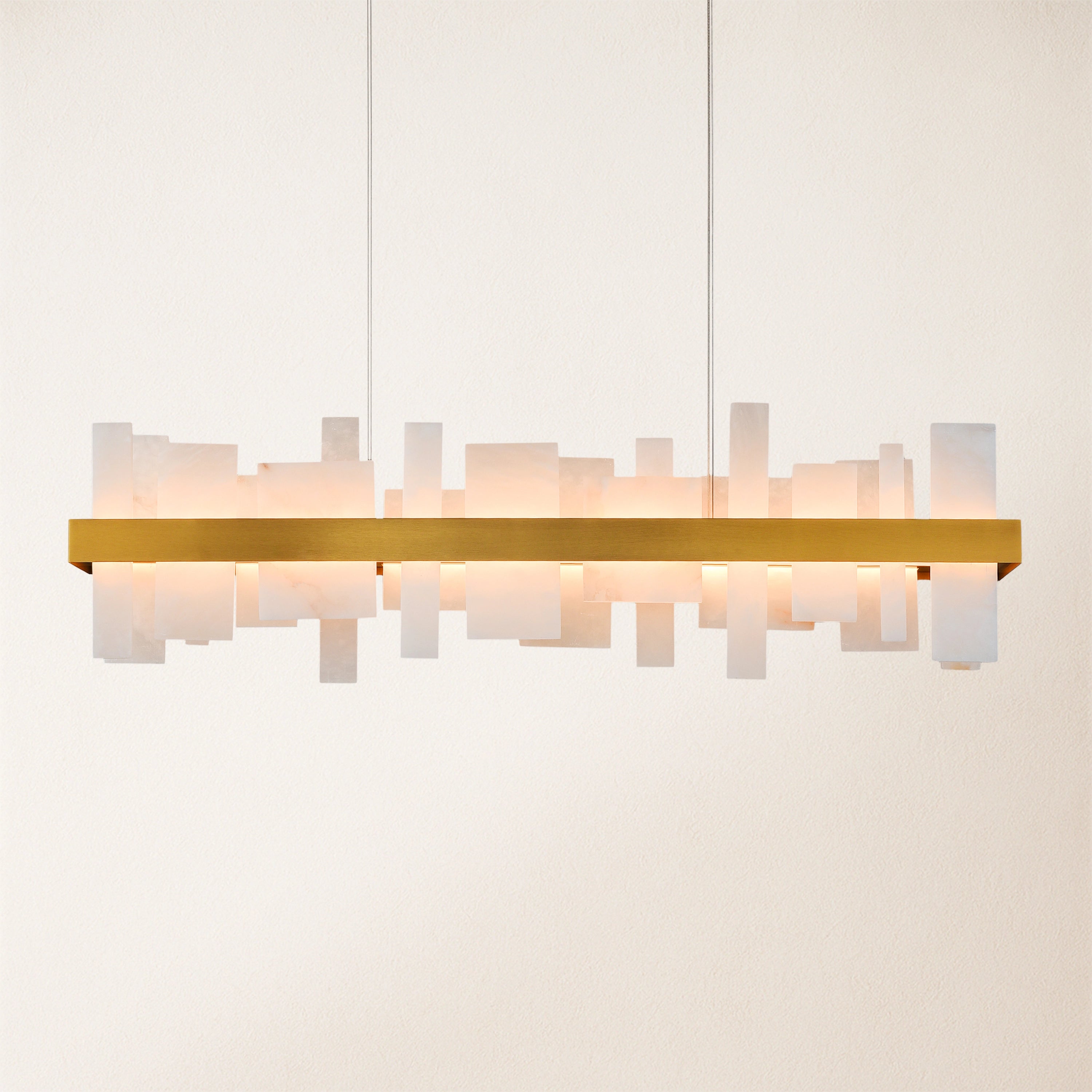 Nocturne Alabaster Rectangular Chandelier 48"