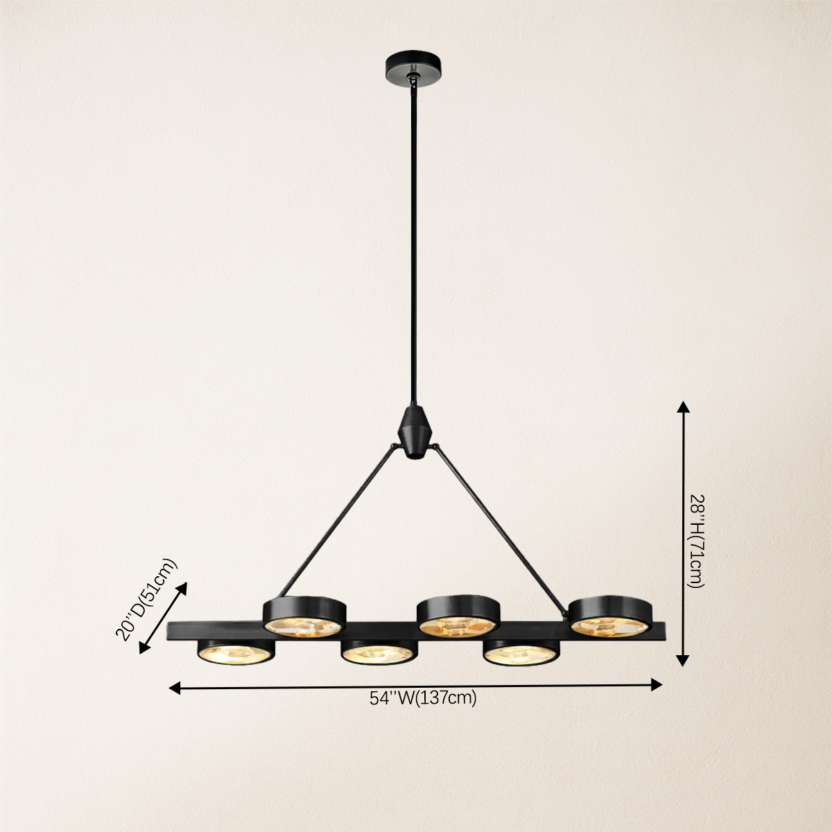 Armlo Rectangle Crystal Chandelier 54"W