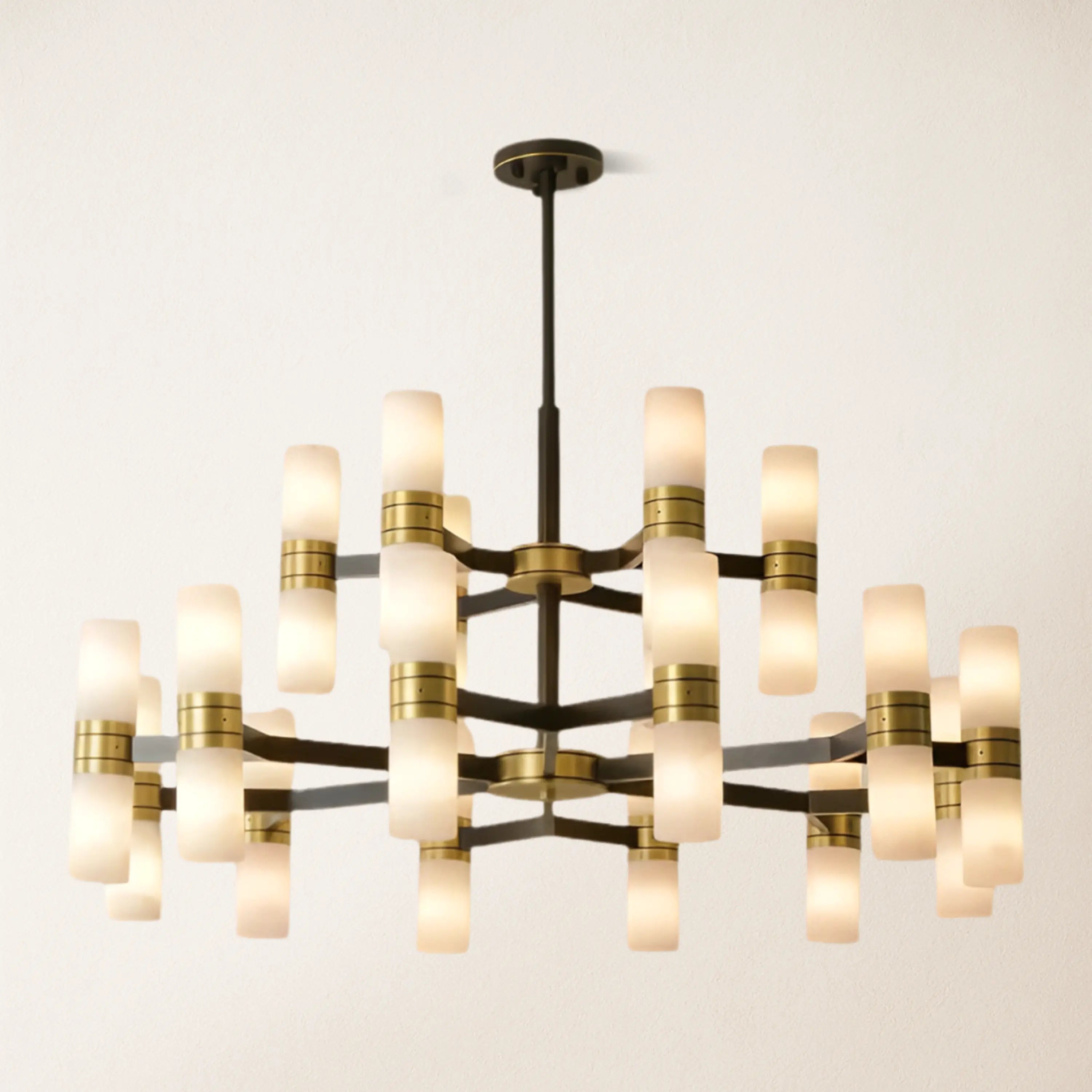 Moral Alabaster Round chandelier 37"D#Finish_Gold