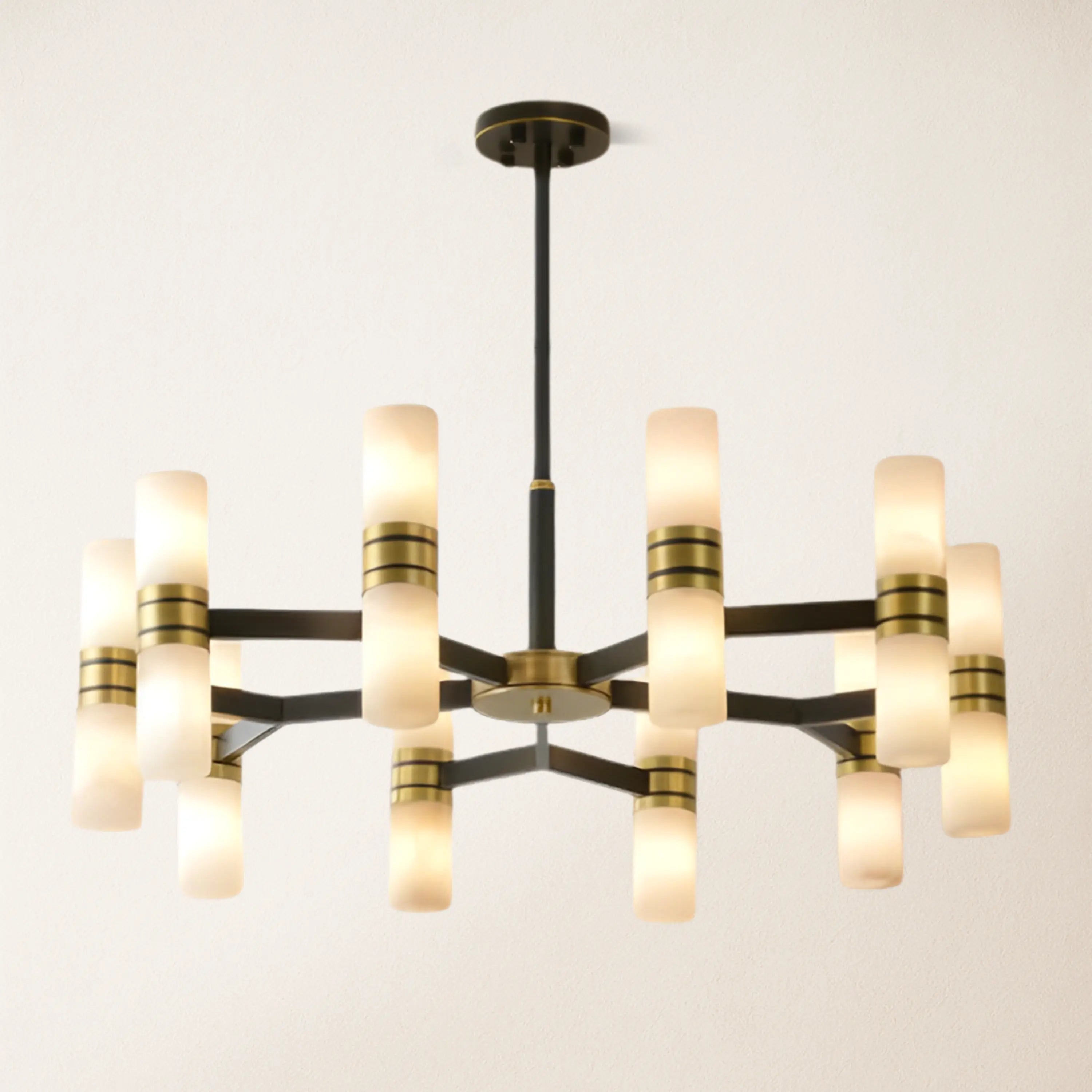 Moral Alabaster Round chandelier 33"D#Finish_Gold