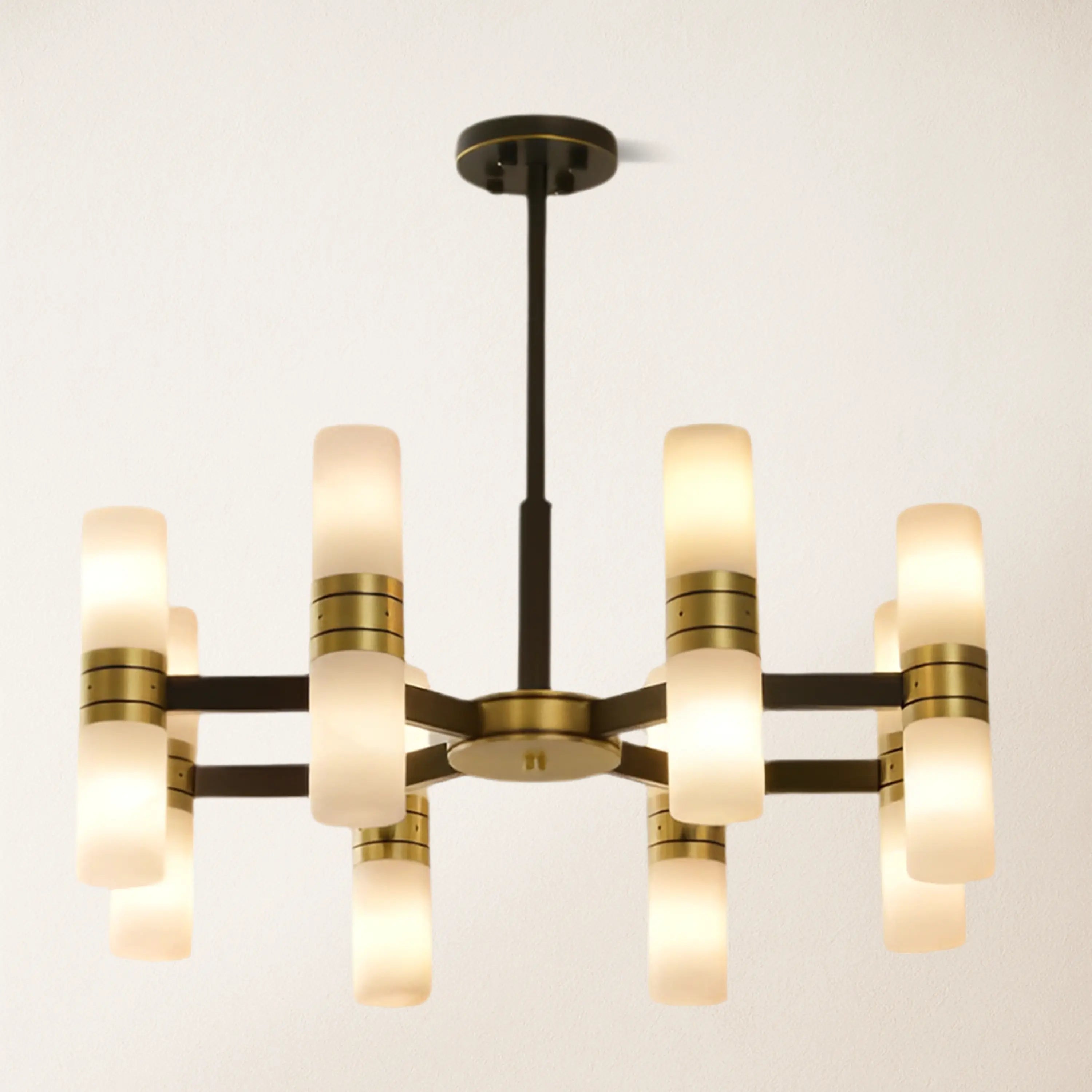 Moral Alabaster Round Chandelier 25"D#Finish_Gold