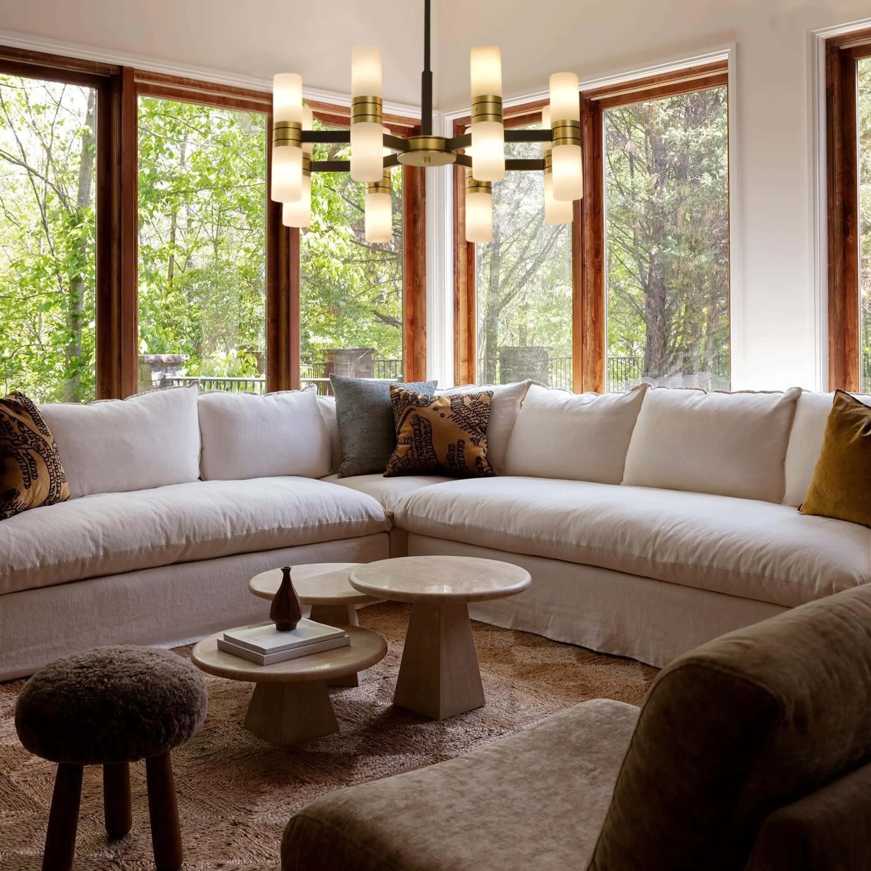 Moral Alabaster Round Chandelier 25"D#Finish_Gold