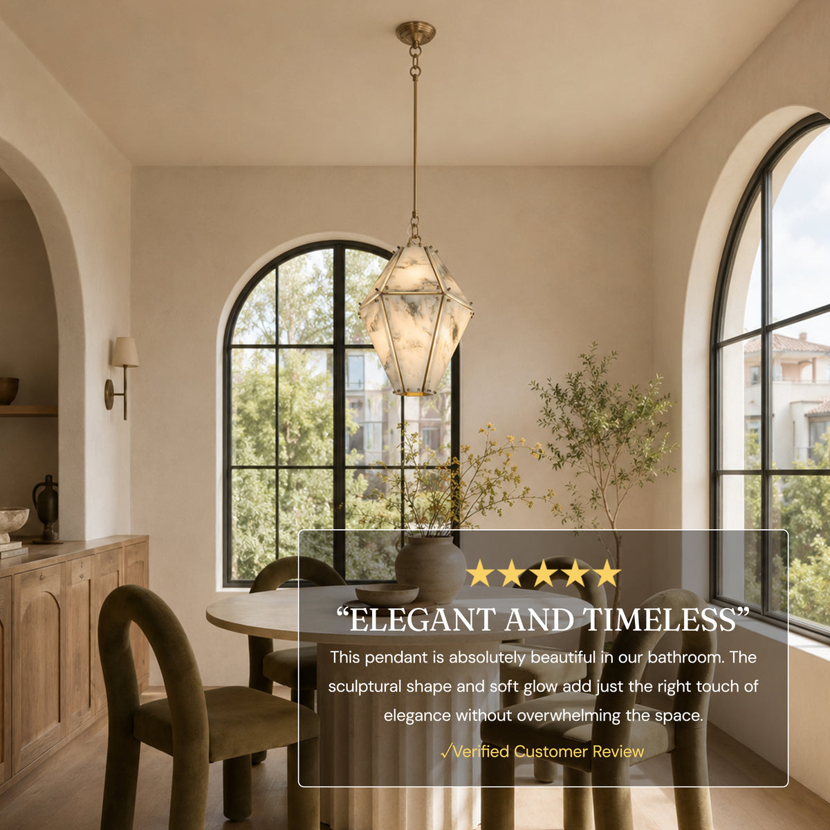 Pietra Landscape Marble Geometric Pendant 13.7"D
