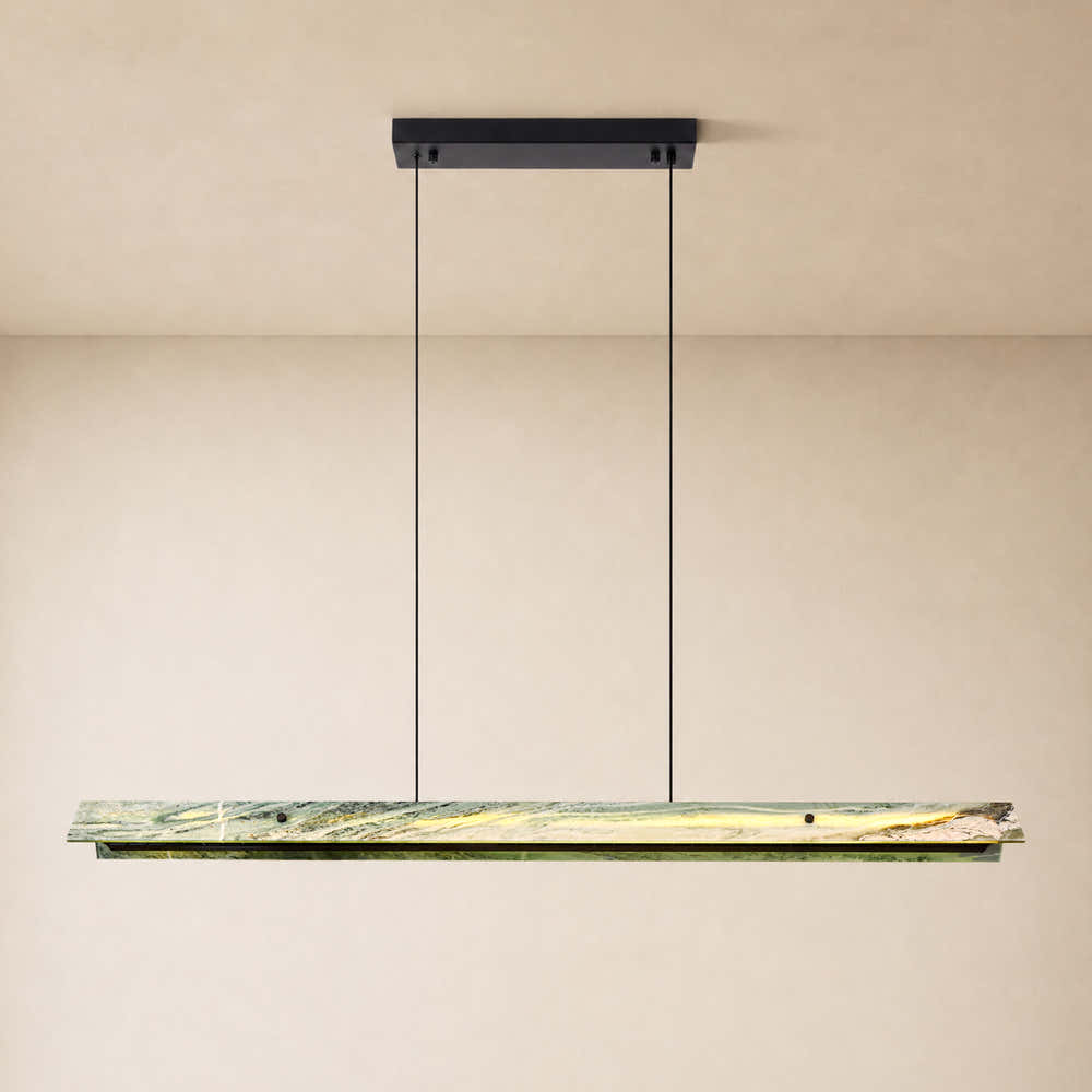 Pietra Green Marble Linear Chandelier 49"D