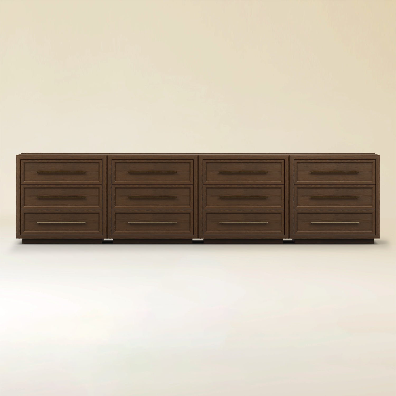 Alvar 126″ Oak 12-Drawer Chest(Set of 4)