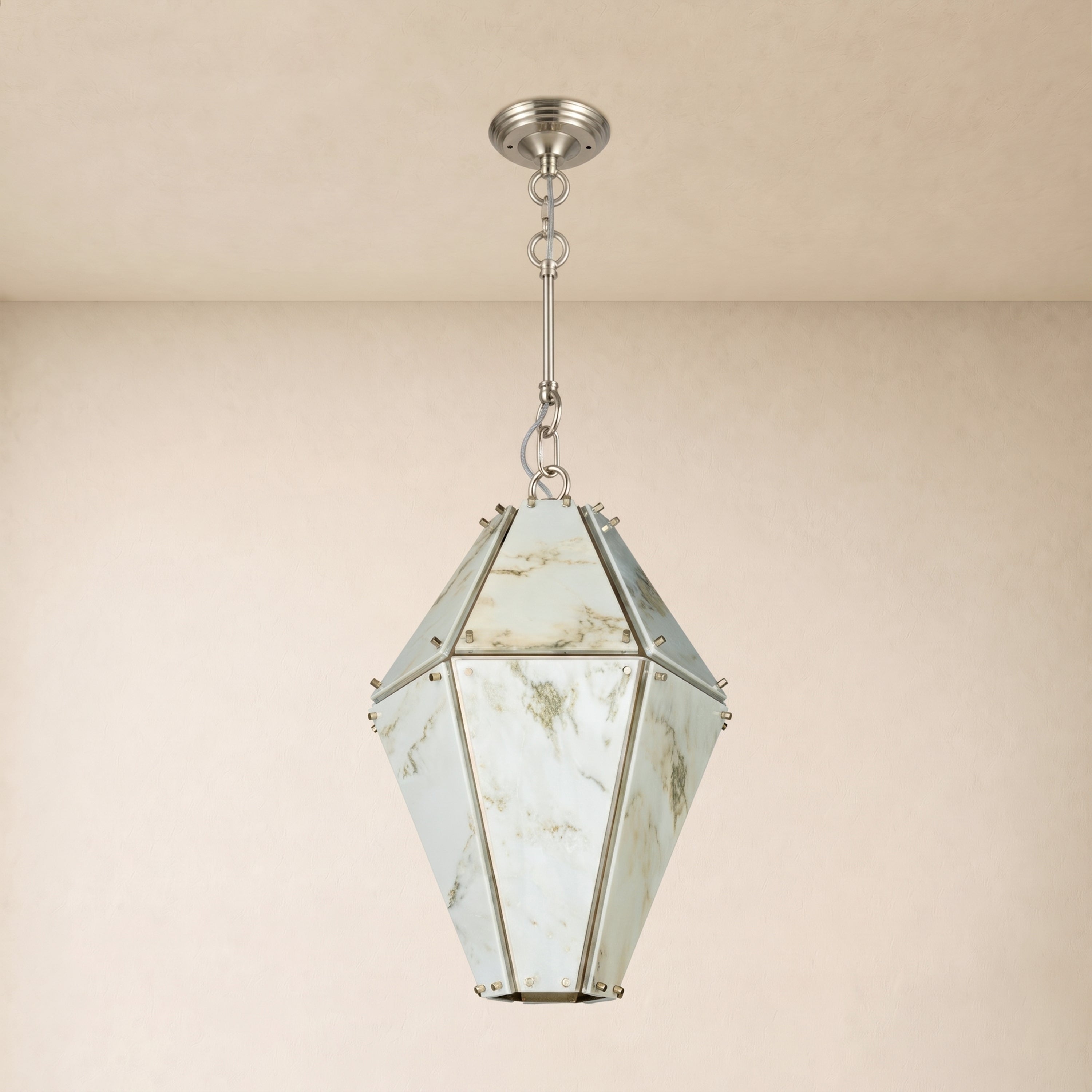 Pietra Marble Faceted Lantern Chandelier 13.7"D