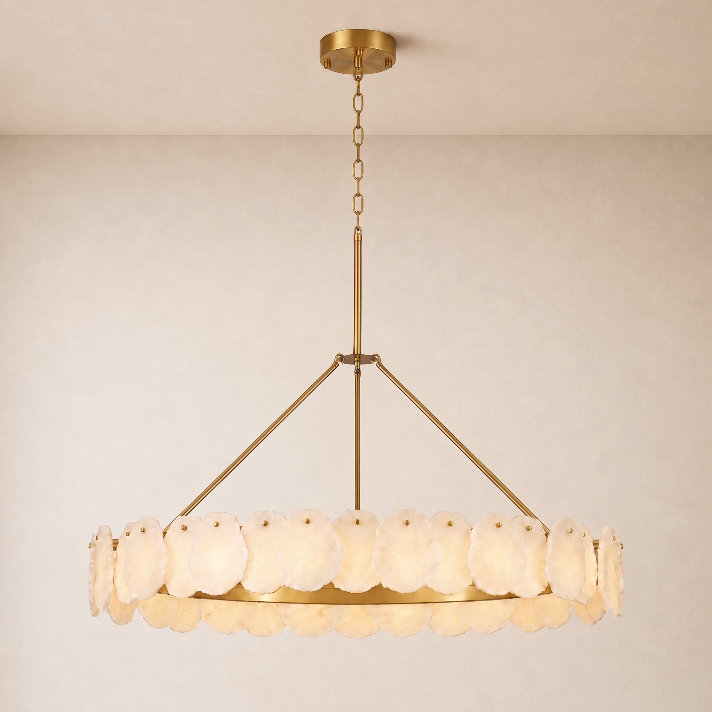 Moira Alabaster Custom Round Chandelier 48"D#Finish_Gold,size_48"