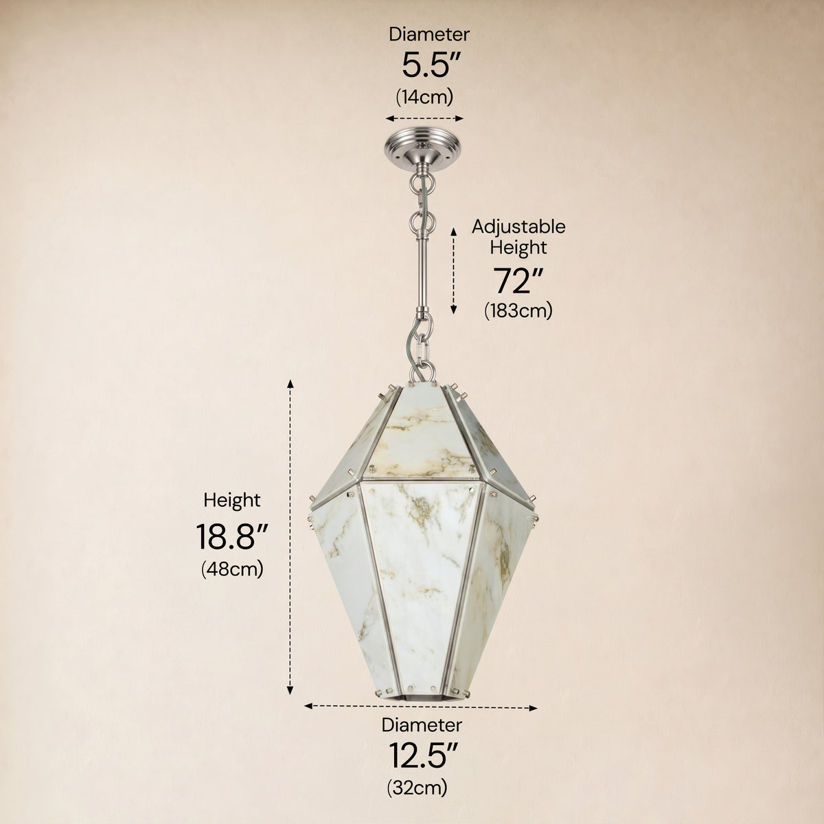Pietra Landscape Marble Geometric Pendant 13.7"D