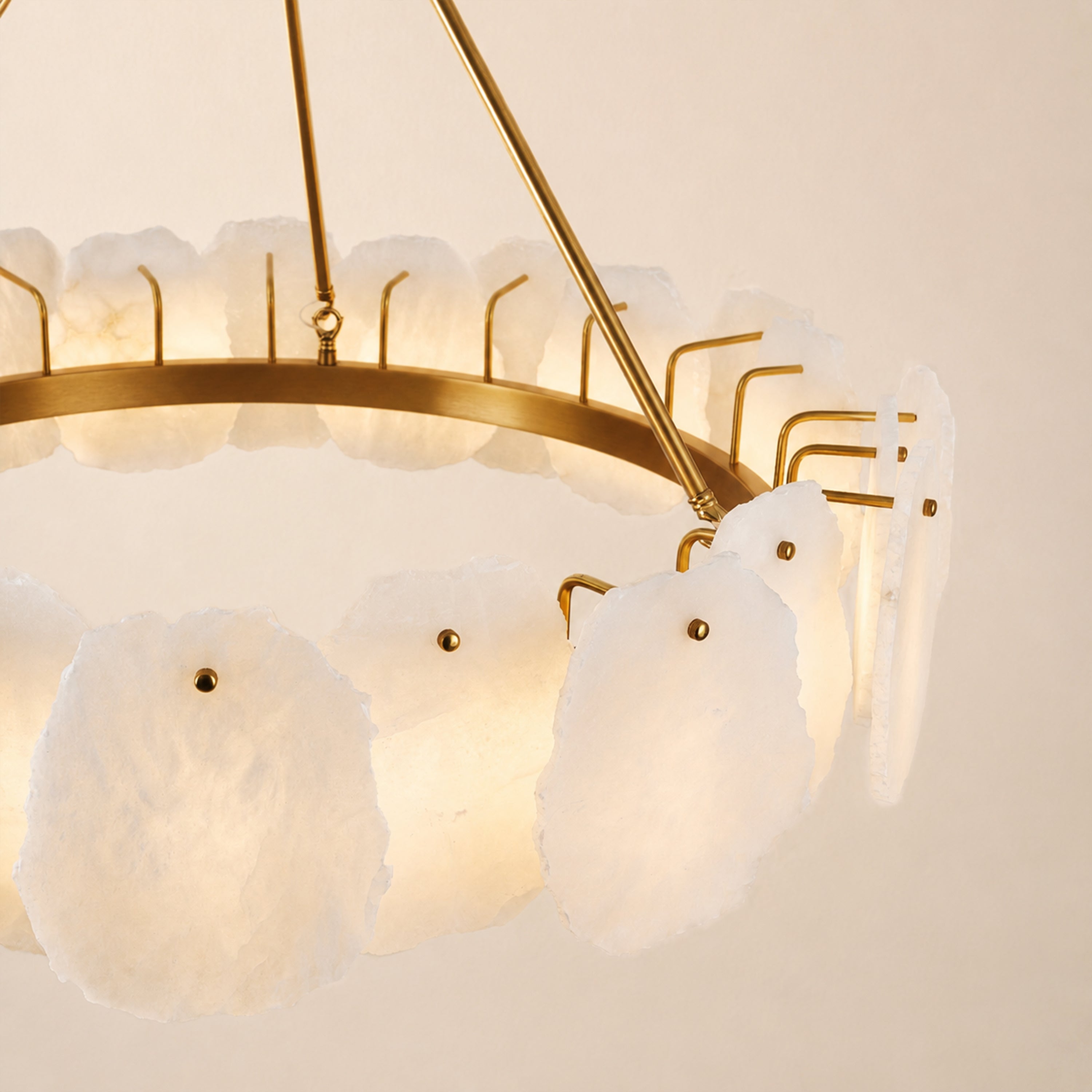 Moira Alabaster Custom Round Chandelier 48"D#Finish_Gold