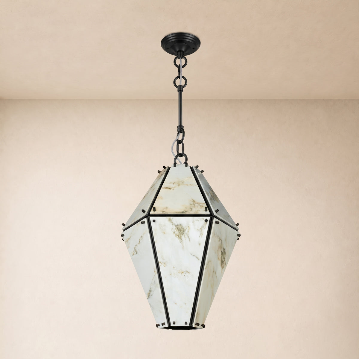 Pietra Landscape Marble Geometric Pendant 13.7"D